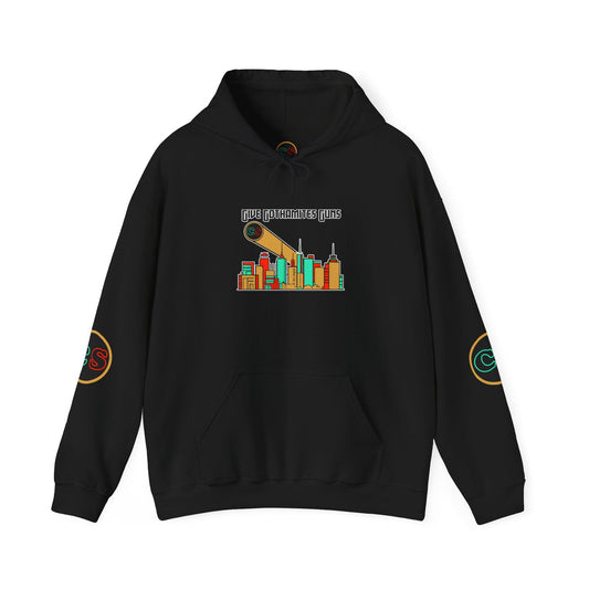 Give Gothamites Guns Hoodie Hooded Sweatshirt Cinema Siblings Episode Joker 2 - Martyring The Accidental Hero (white outline)