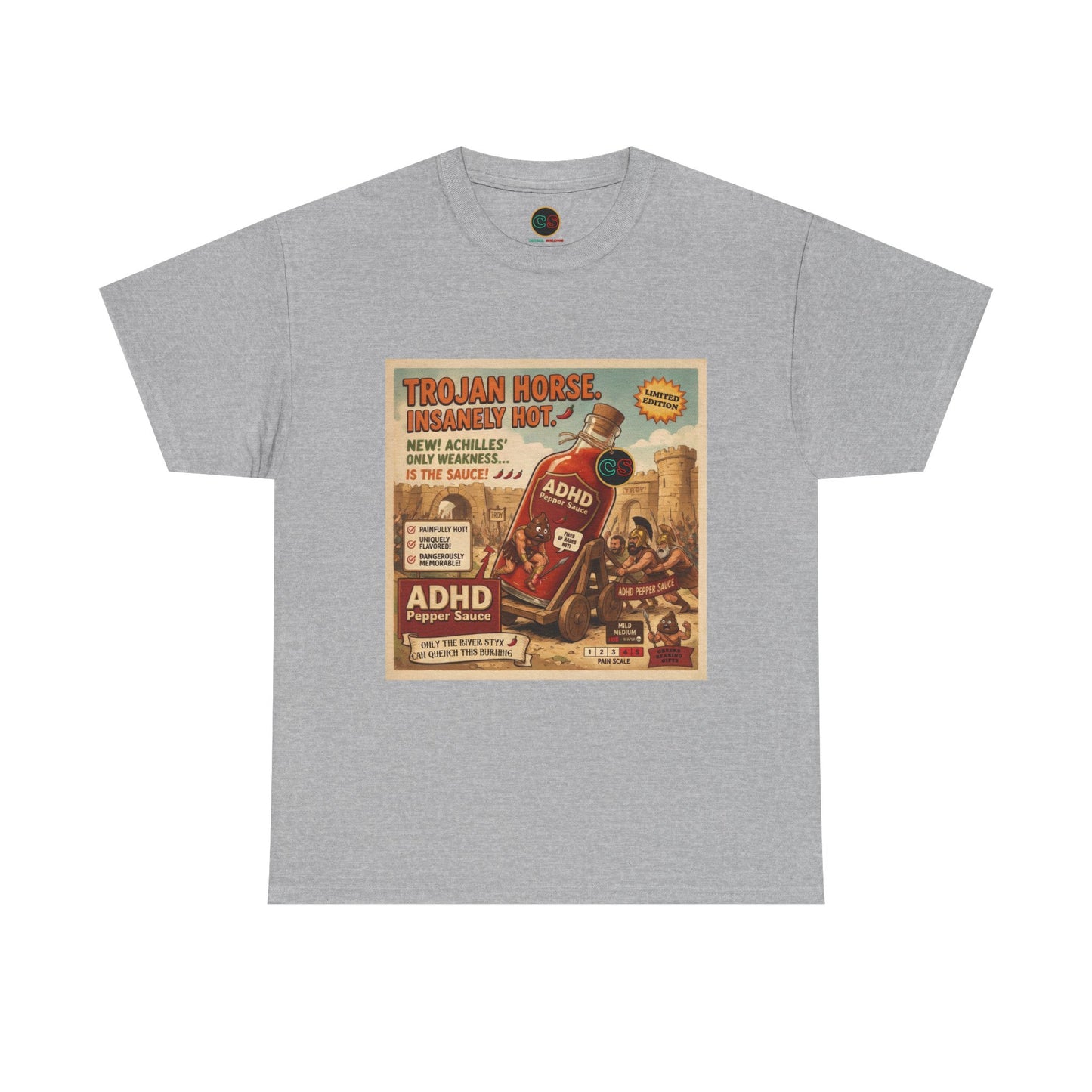 ADHD Pepper Sauce - Heavy Cotton Tee - Cinema Siblings - Homer's Odysseus and Nolan's Odyssey Clash over the Modern Definition of PRIDE