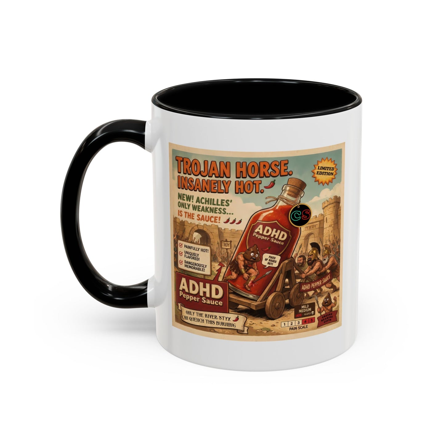 ADHD Pepper Sauce - Coffee Mug (11, 15oz) Cinema Siblings - Homer's Odysseus and Nolan's Odyssey Clash over the Modern Definition of PRIDE