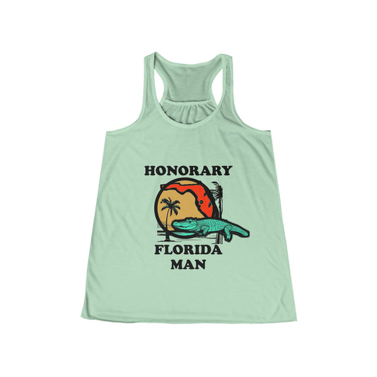 Honorary Florida Man Women's Flowy Racerback Tank Cinema Siblings Episode There Can Be No Road Warrior Without Mad Max
