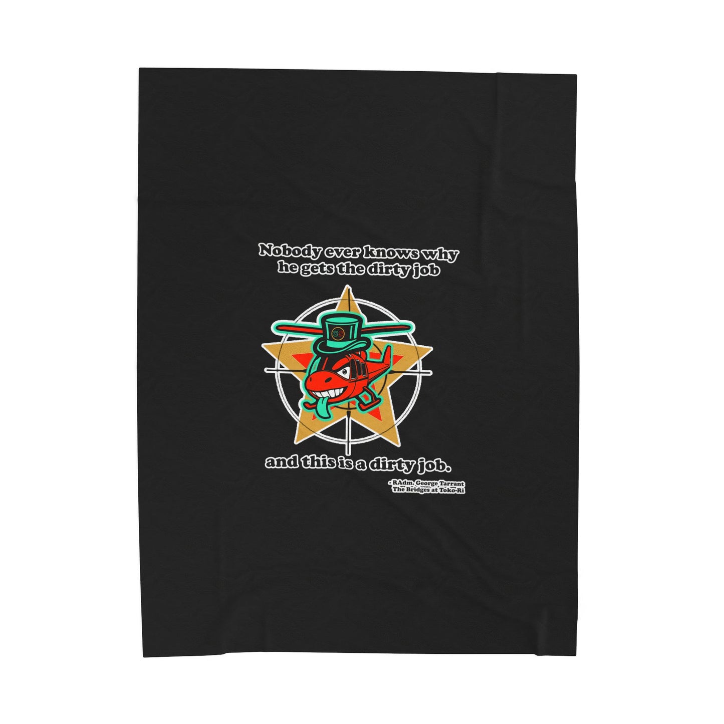 Dirty Jobs Cinema Siblings Velveteen Plush Blanket - BLACK - Episode The Bridges at Toko-ri The Anti War Korean War Film