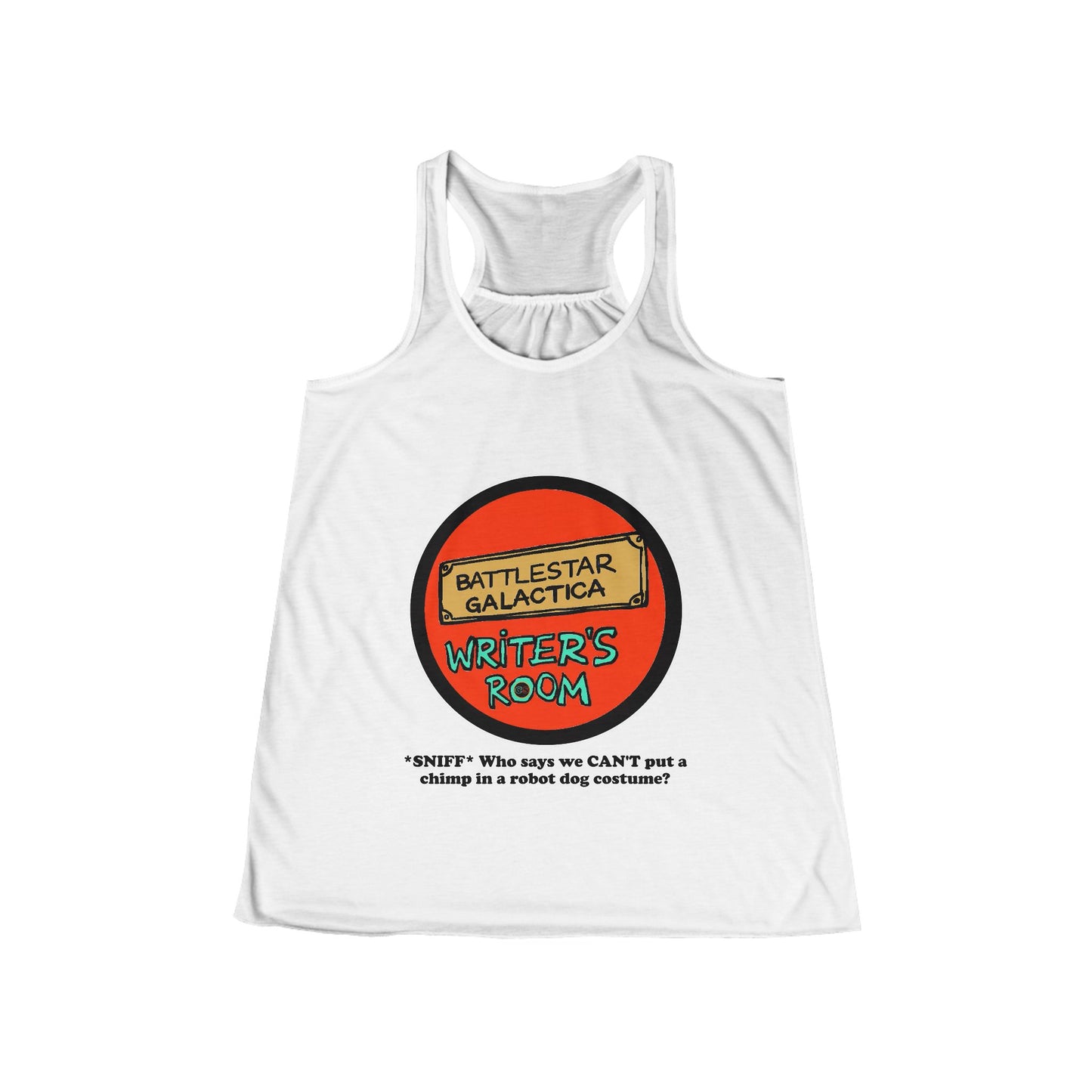 Writer's Room Snort Women's Flowy Racerback Tank Cinema Siblings  Episode Battlestar Galactica - Starbuck versus Stardoe