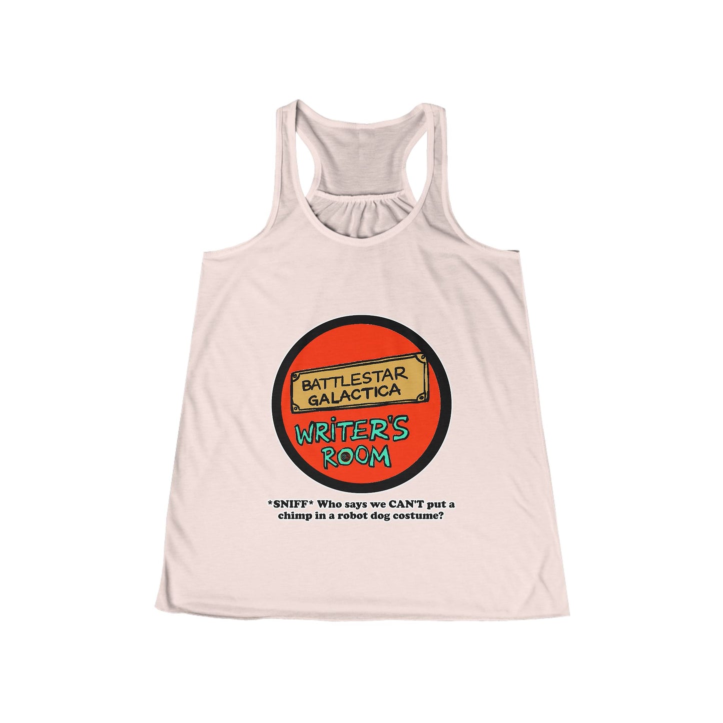 Writer's Room Snort Women's Flowy Racerback Tank Cinema Siblings  Episode Battlestar Galactica - Starbuck versus Stardoe