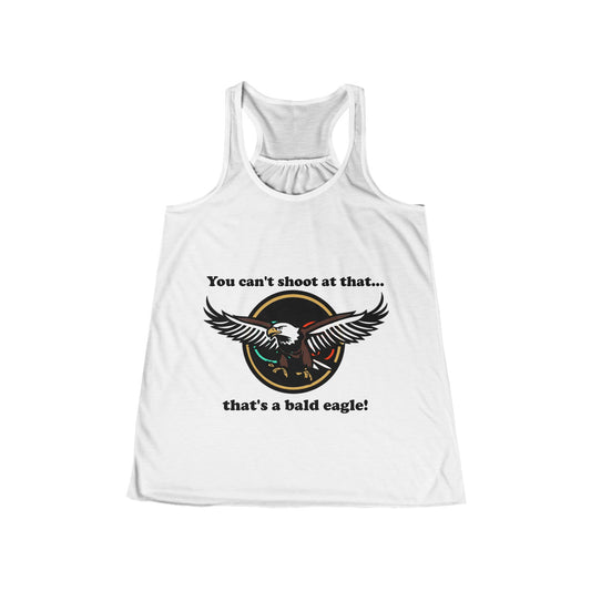 That's a Bald Eagle! Women's Flowy Racerback Tank Cinema Siblings Peacemaker - Demeaning the Hero