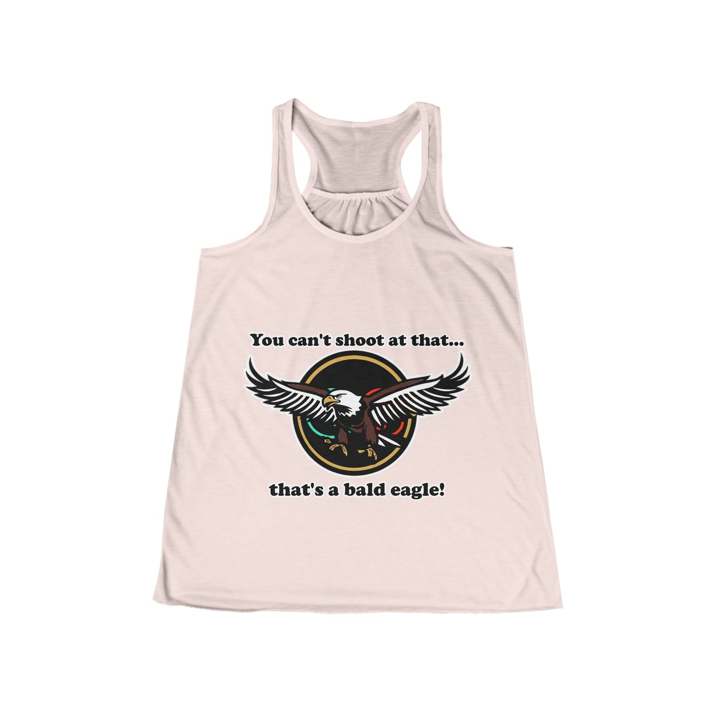 That's a Bald Eagle! Women's Flowy Racerback Tank Cinema Siblings Peacemaker - Demeaning the Hero
