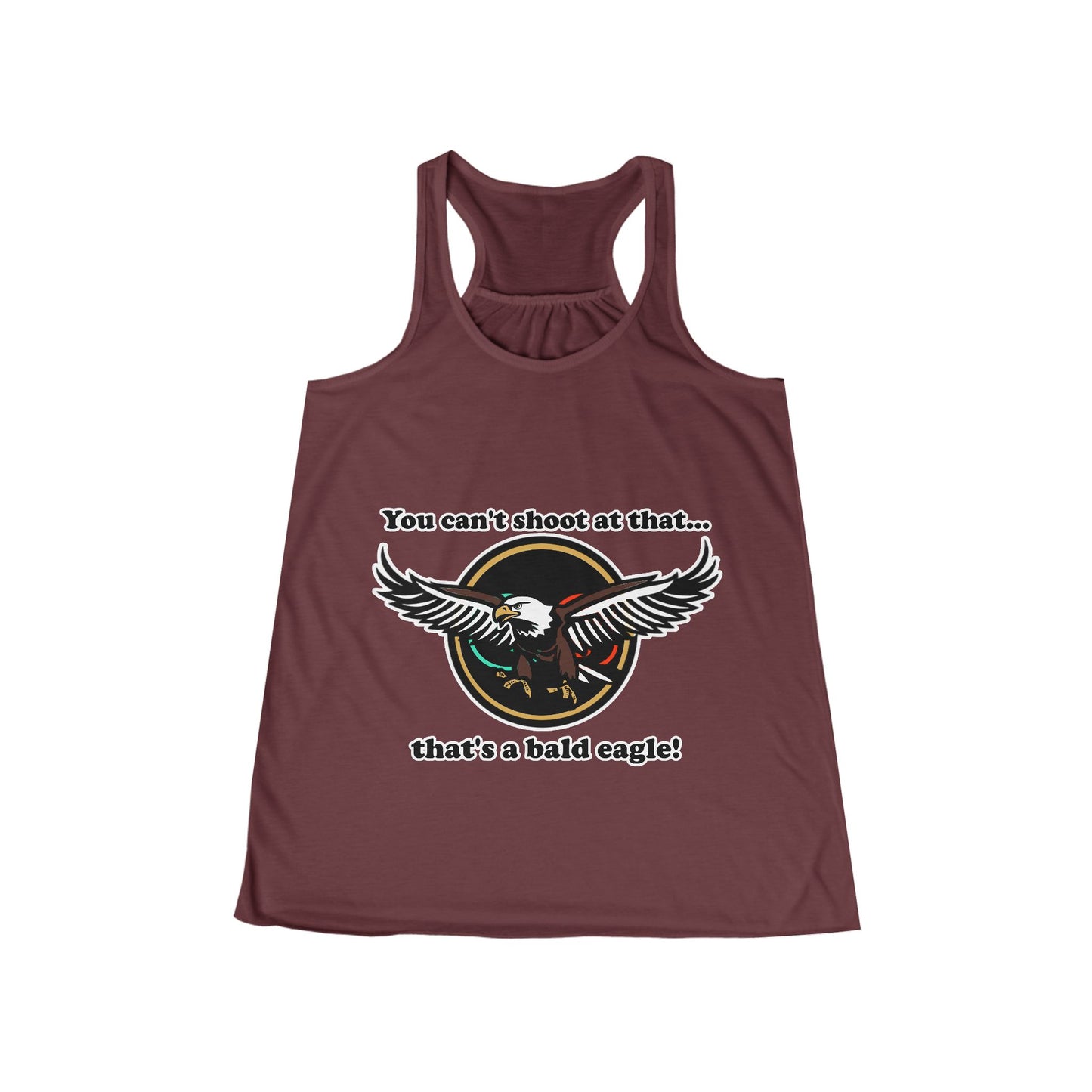 That's a Bald Eagle! Women's Flowy Racerback Tank Cinema Siblings Peacemaker - Demeaning the Hero