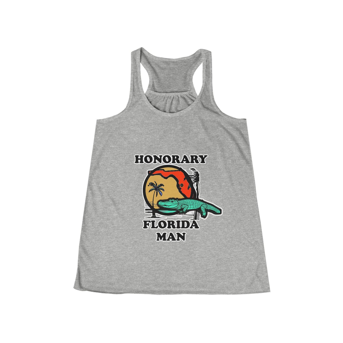 Honorary Florida Man Women's Flowy Racerback Tank Cinema Siblings Episode There Can Be No Road Warrior Without Mad Max (white lettering)