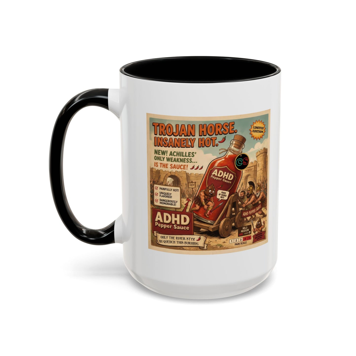 ADHD Pepper Sauce - Coffee Mug (11, 15oz) Cinema Siblings - Homer's Odysseus and Nolan's Odyssey Clash over the Modern Definition of PRIDE