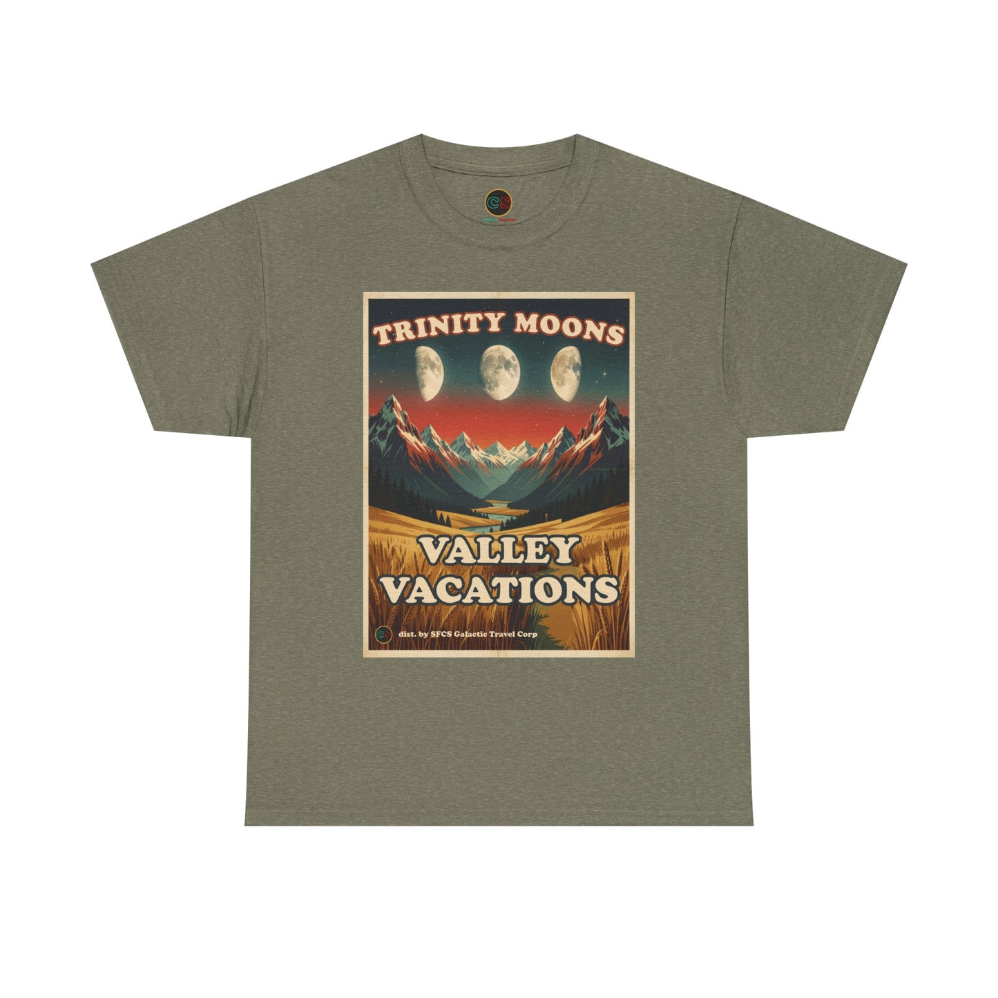 Trinity Moons Valley Vacations - Unisex Heavy Cotton Tee - Cinema Siblings - Soldier (1998): Space Western with Too Much Nuance