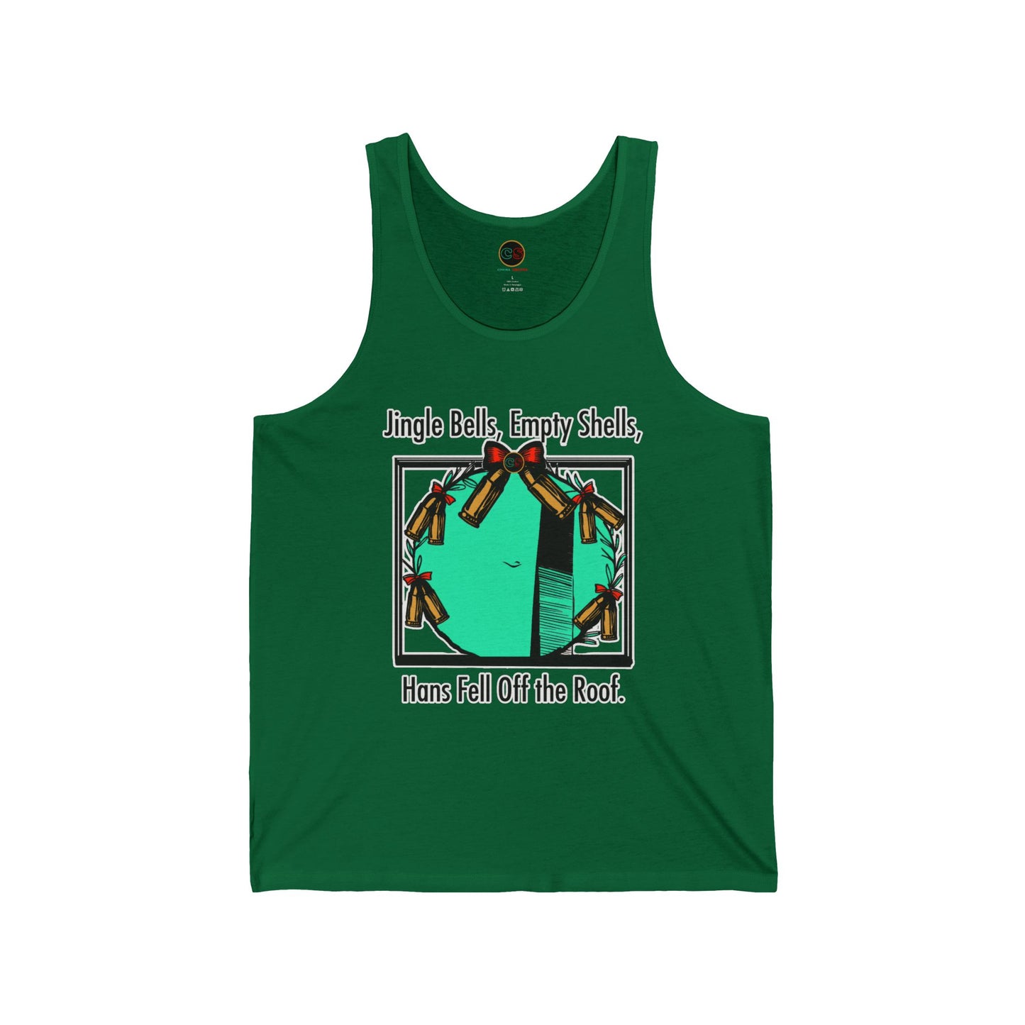 Jingle Shells Unisex Jersey Tank Cinema Siblings Episode Die Hard - Is Holly the Bad Guy?(white outline)