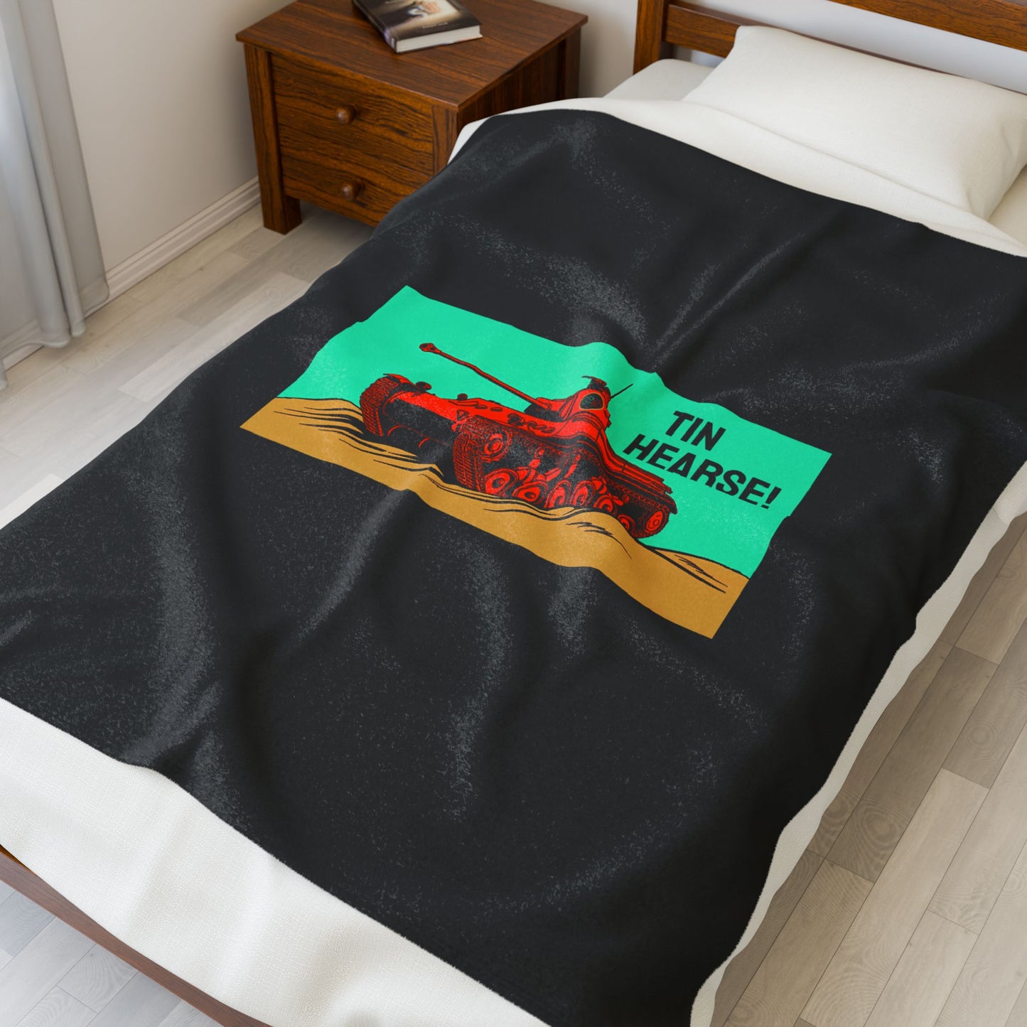 Tin Hearse! Cinema Siblings Velveteen Plush Blanket - BLACK - Sahara (1942) - Moses or Aragon