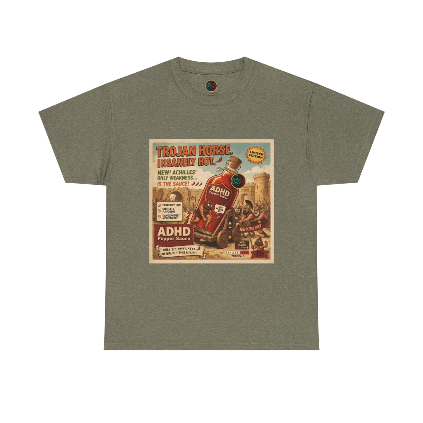 ADHD Pepper Sauce - Heavy Cotton Tee - Cinema Siblings - Homer's Odysseus and Nolan's Odyssey Clash over the Modern Definition of PRIDE
