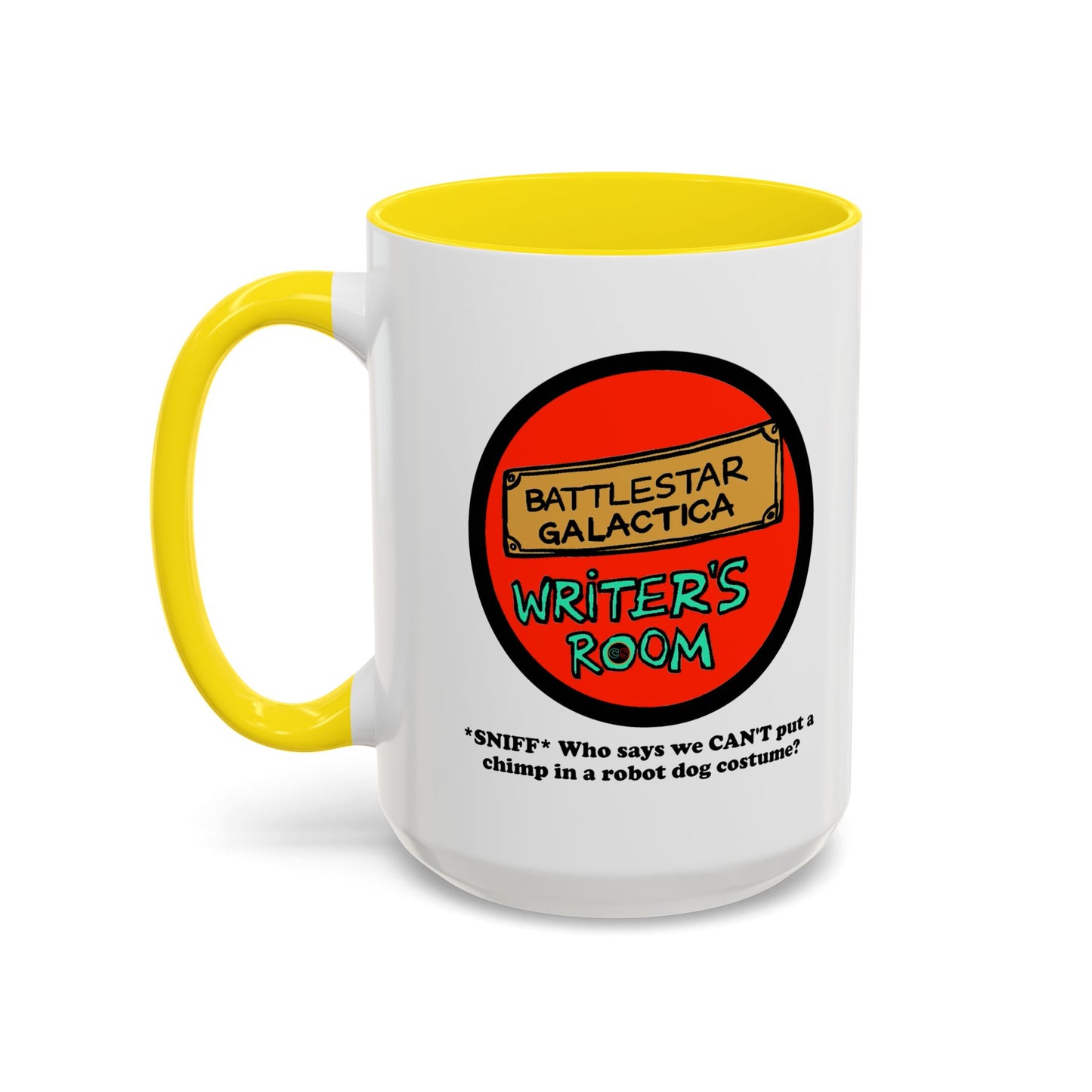 Writer's Room Snort Accent Coffee Mug Cinema Siblings Episode Battlestar Galactica - Starbuck versus Stardoe