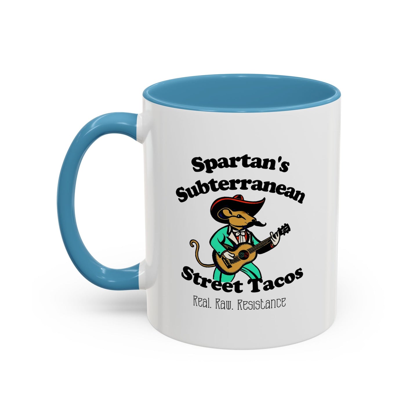 Spartan's Subterranean Tacos Accent Coffee Mug (11, 15oz) Cinema Siblings Demolition Man Practically Prophesy