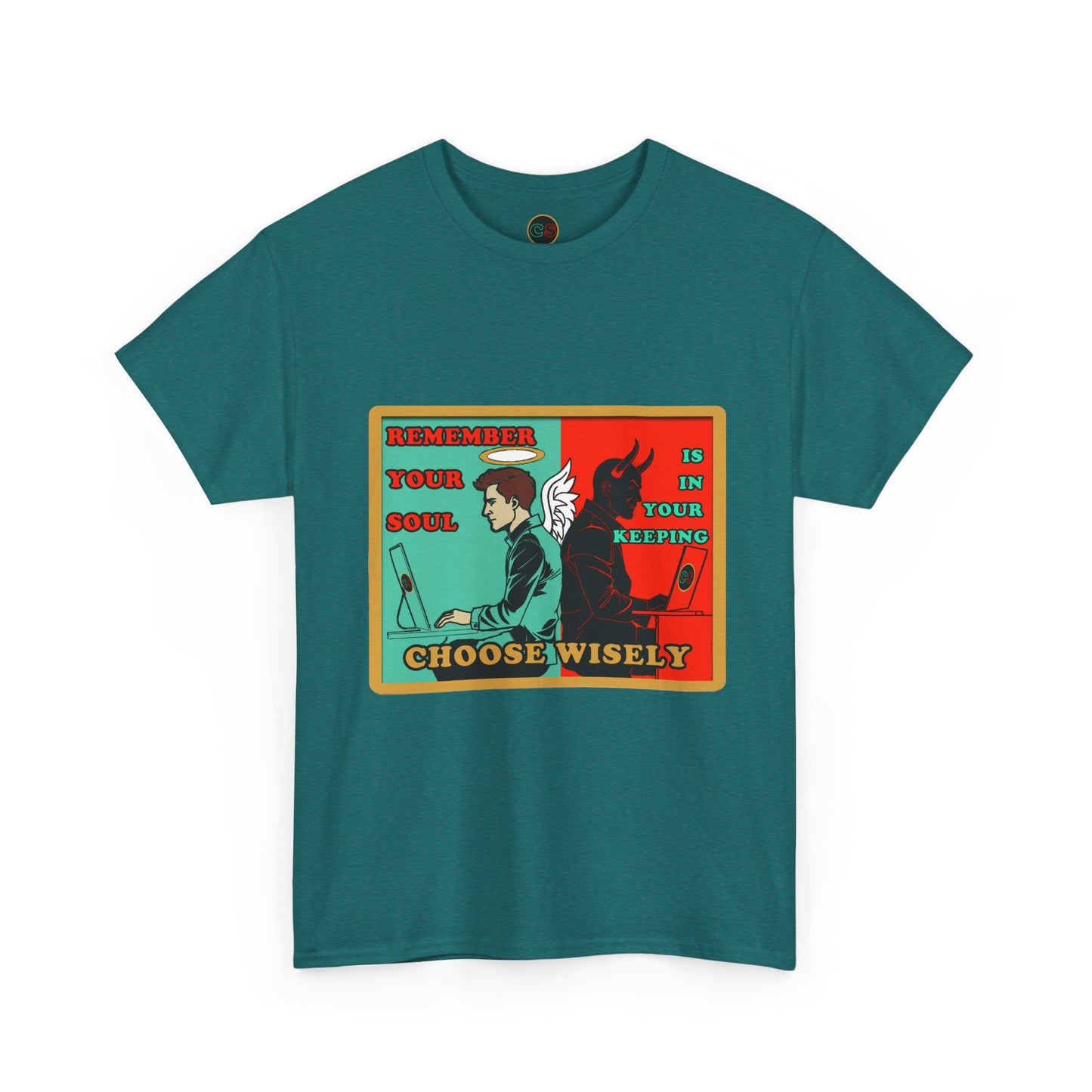 Keep Your Soul - Unisex Heavy Cotton Tee Cinema Siblings Hackers (1995) - Hope Against AI Hegemony