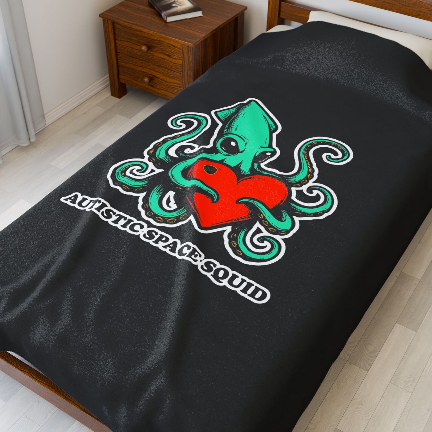 Autistic Space Squid Cinema Siblings Velveteen Plush Blanket - BLACK - Galaxy Quest: The Search for Earnestness