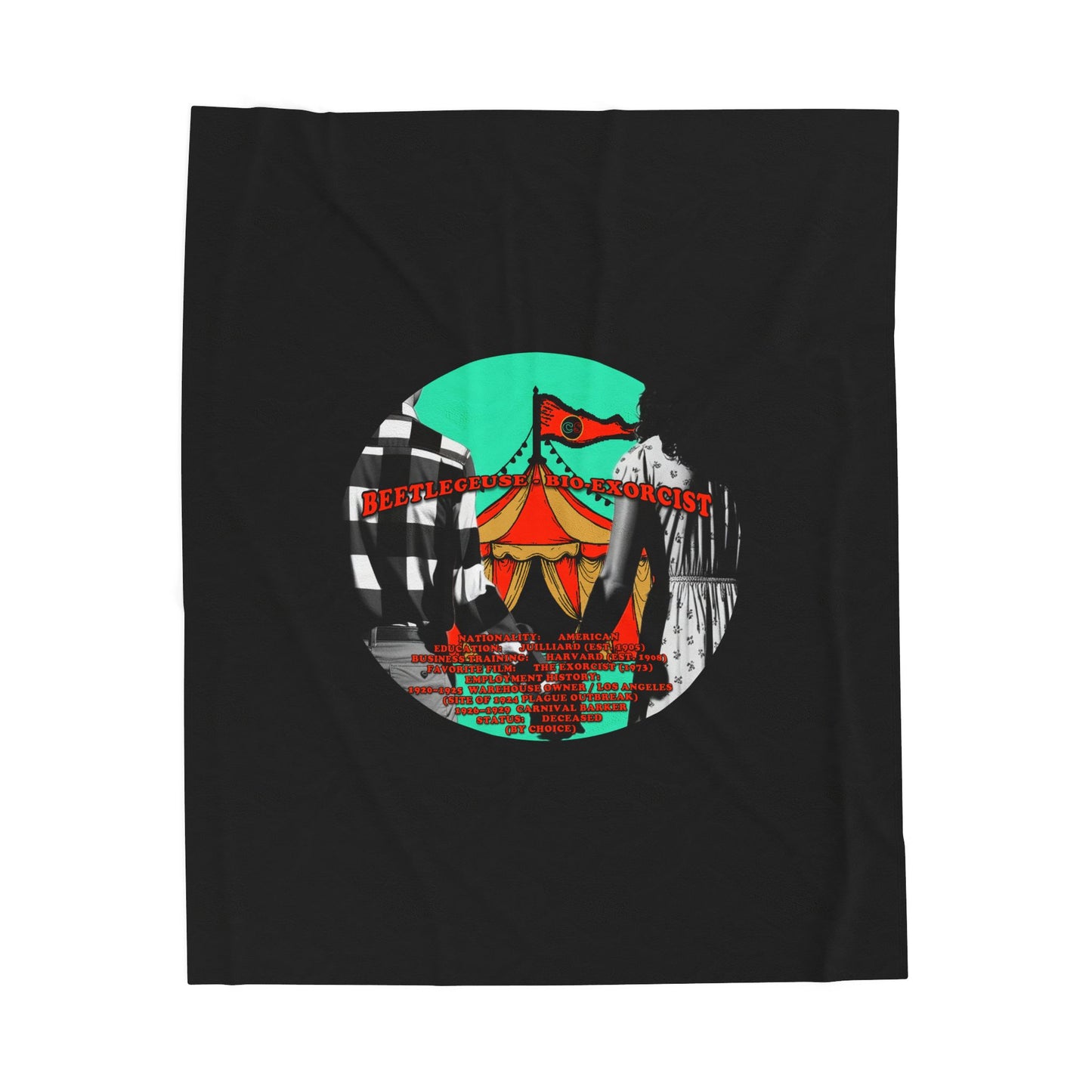 Demonic Resume Cinema Siblings Velveteen Plush Blanket - BLACK - Beetlejuice Beetlejuice Malice for Motherhood