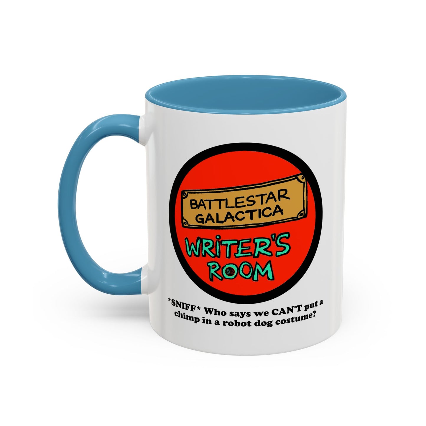 Writer's Room Snort Accent Coffee Mug Cinema Siblings Episode Battlestar Galactica - Starbuck versus Stardoe