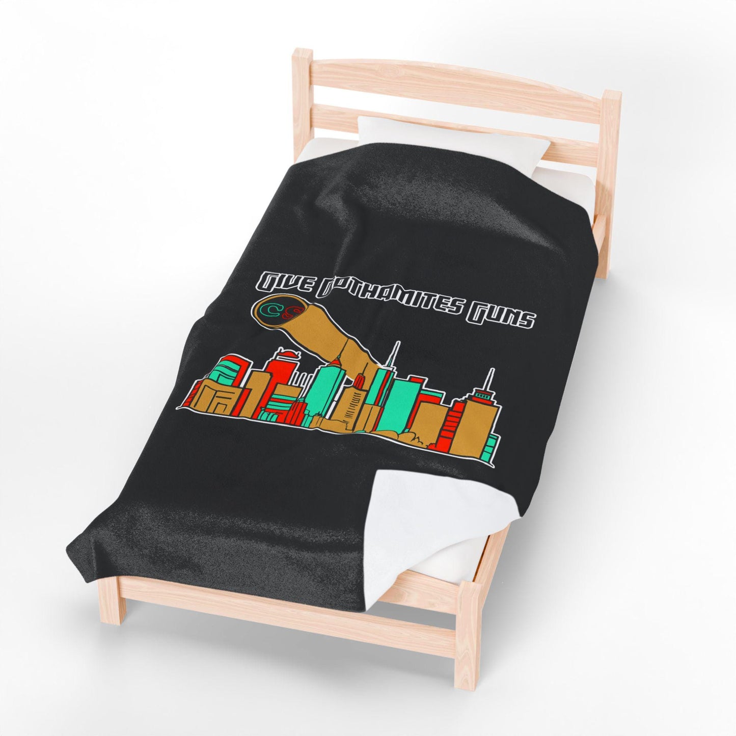 Give Gothamites Guns Cinema Siblings Original Logo Velveteen Plush Blanket - BLACK - Episode Joker 2 - Martyring The Accidental Hero