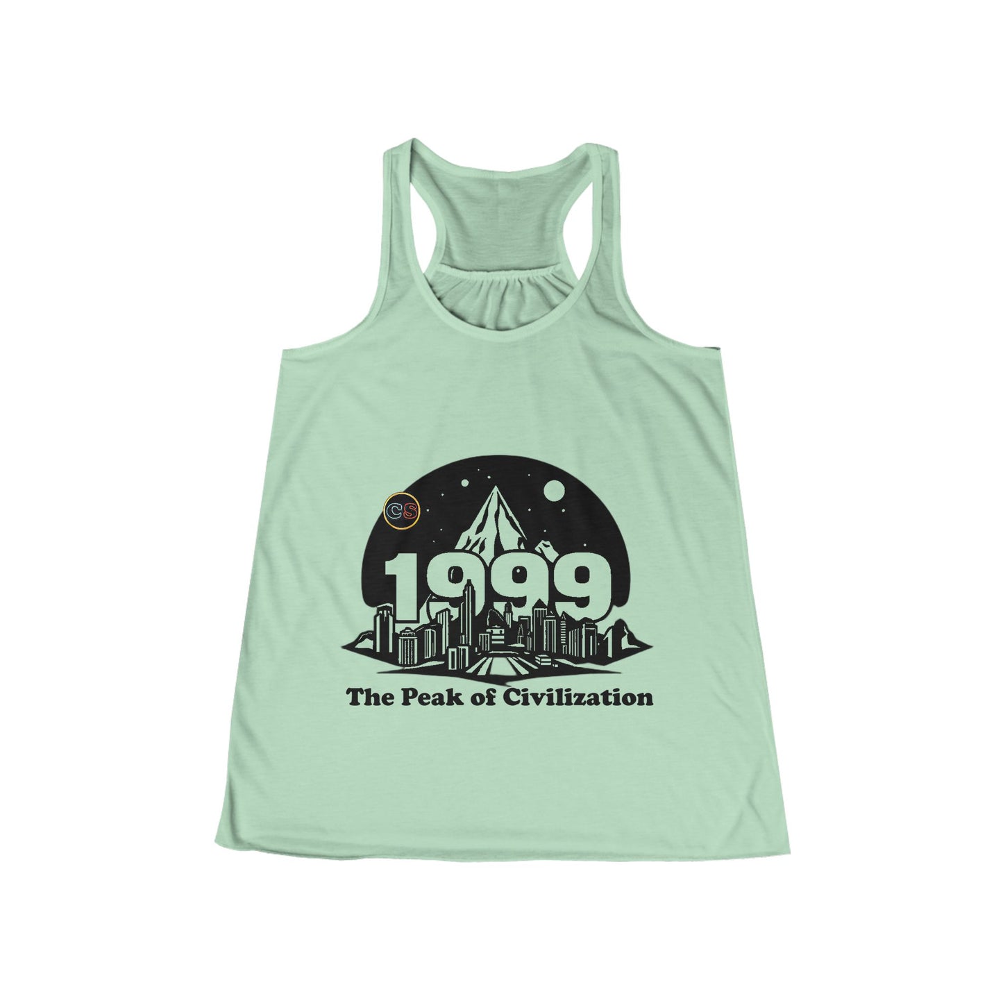 Women's Flowy Racerback Tank Cinema Siblings Office Space, Matrix and Fight Club 1999 The Peak of Civilization