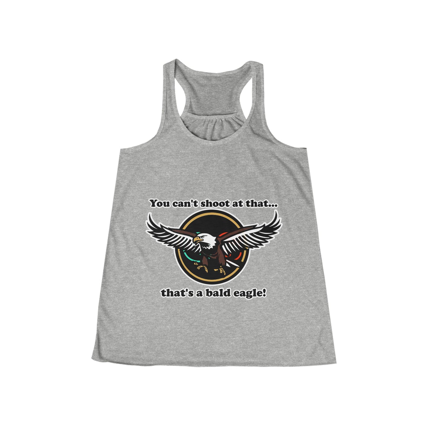 That's a Bald Eagle! Women's Flowy Racerback Tank Cinema Siblings Peacemaker - Demeaning the Hero