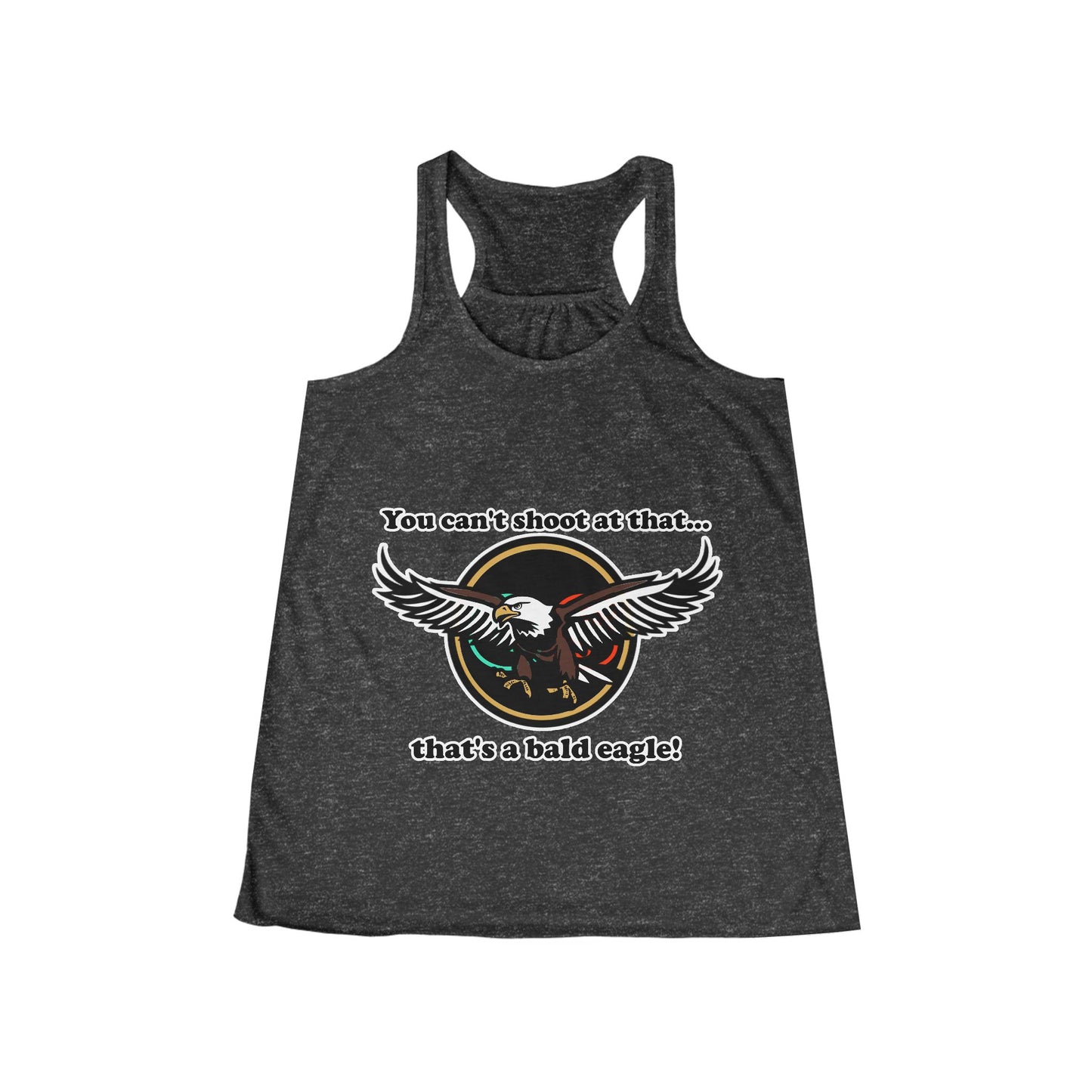 That's a Bald Eagle! Women's Flowy Racerback Tank Cinema Siblings Peacemaker - Demeaning the Hero
