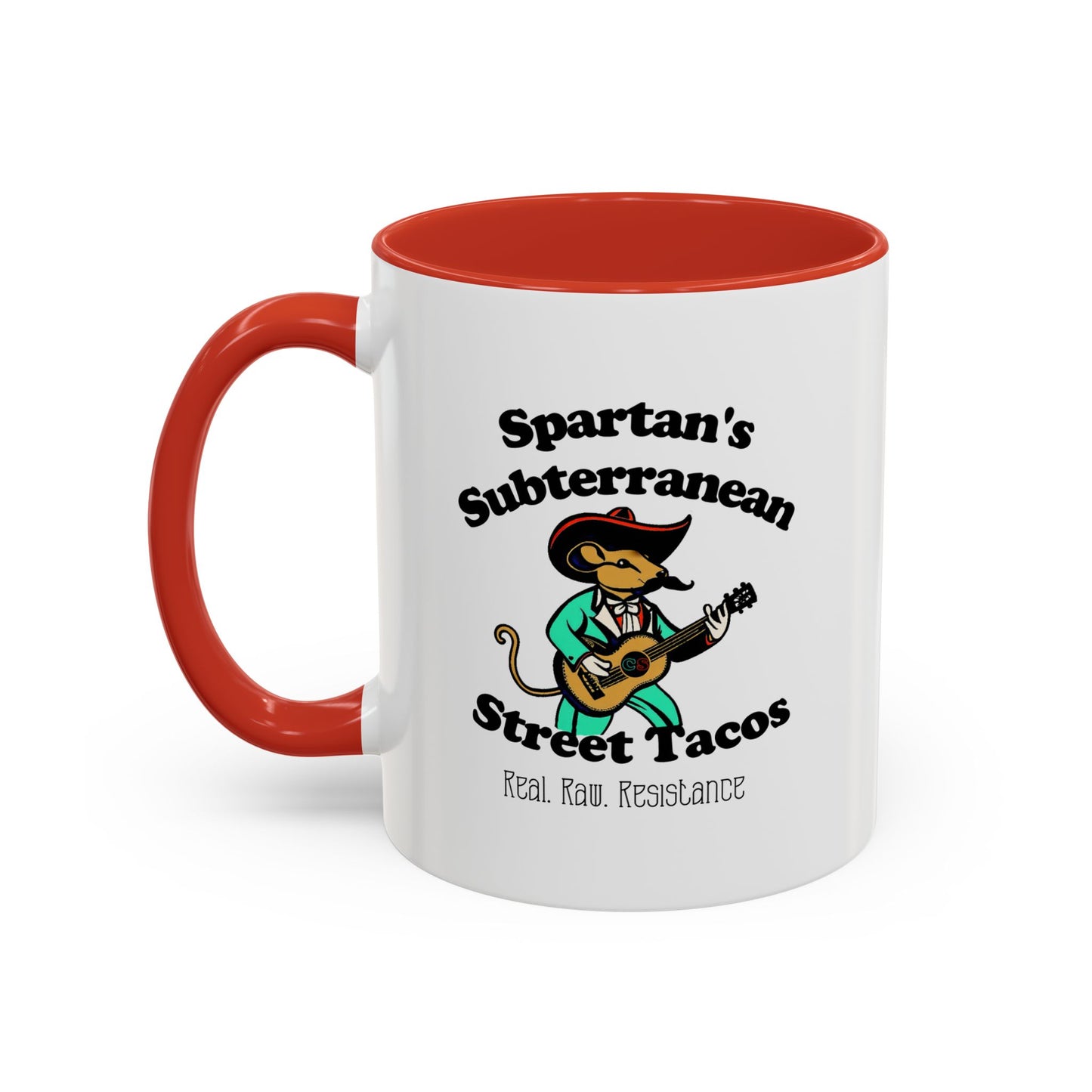Spartan's Subterranean Tacos Accent Coffee Mug (11, 15oz) Cinema Siblings Demolition Man Practically Prophesy