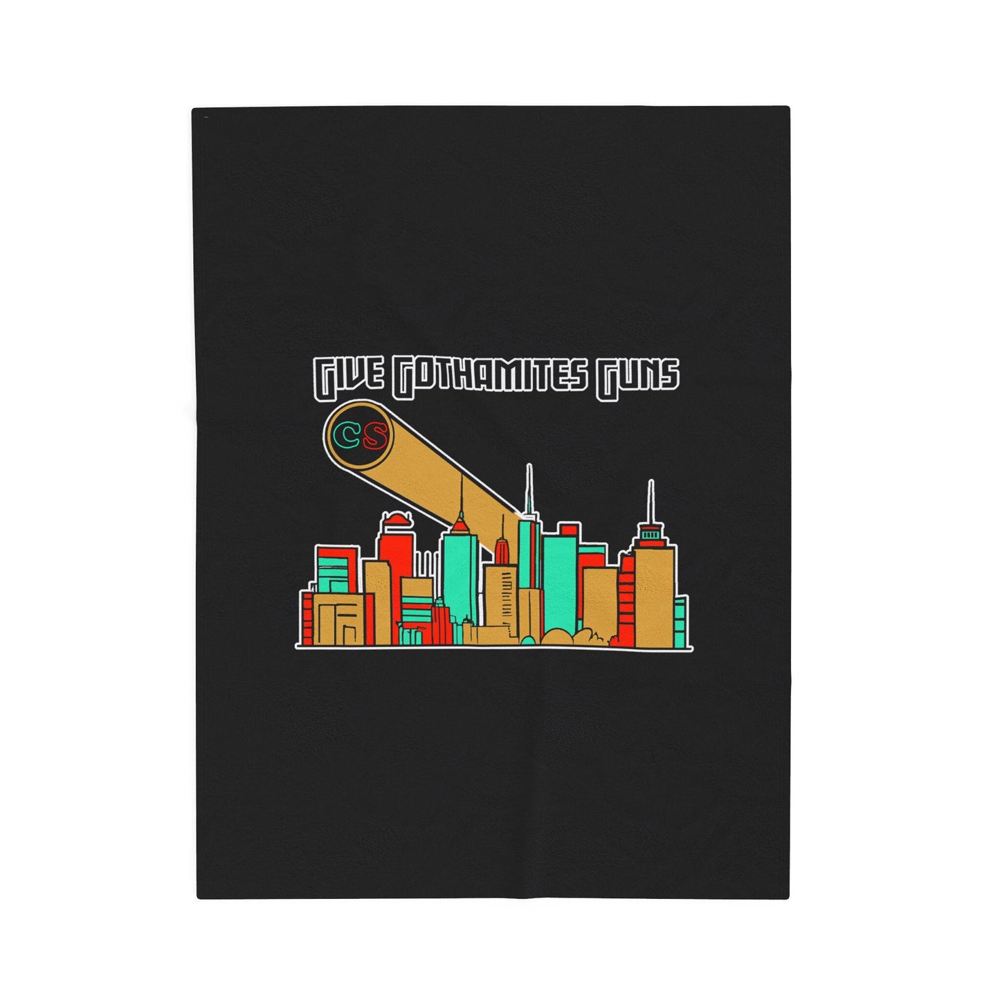 Give Gothamites Guns Cinema Siblings Original Logo Velveteen Plush Blanket - BLACK - Episode Joker 2 - Martyring The Accidental Hero