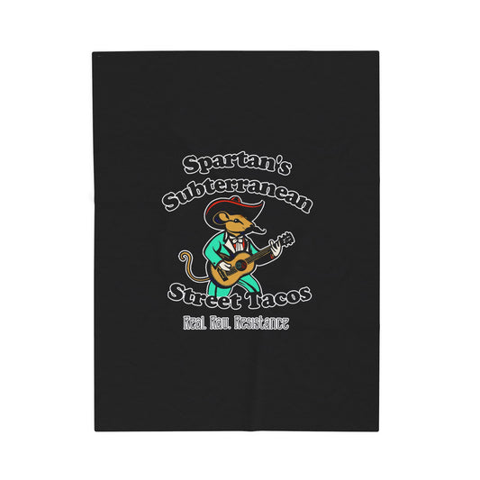 Spartan's Subterranean Tacos Cinema Siblings Velveteen Plush Blanket - BLACK - Demolition Man Practically Prophesy