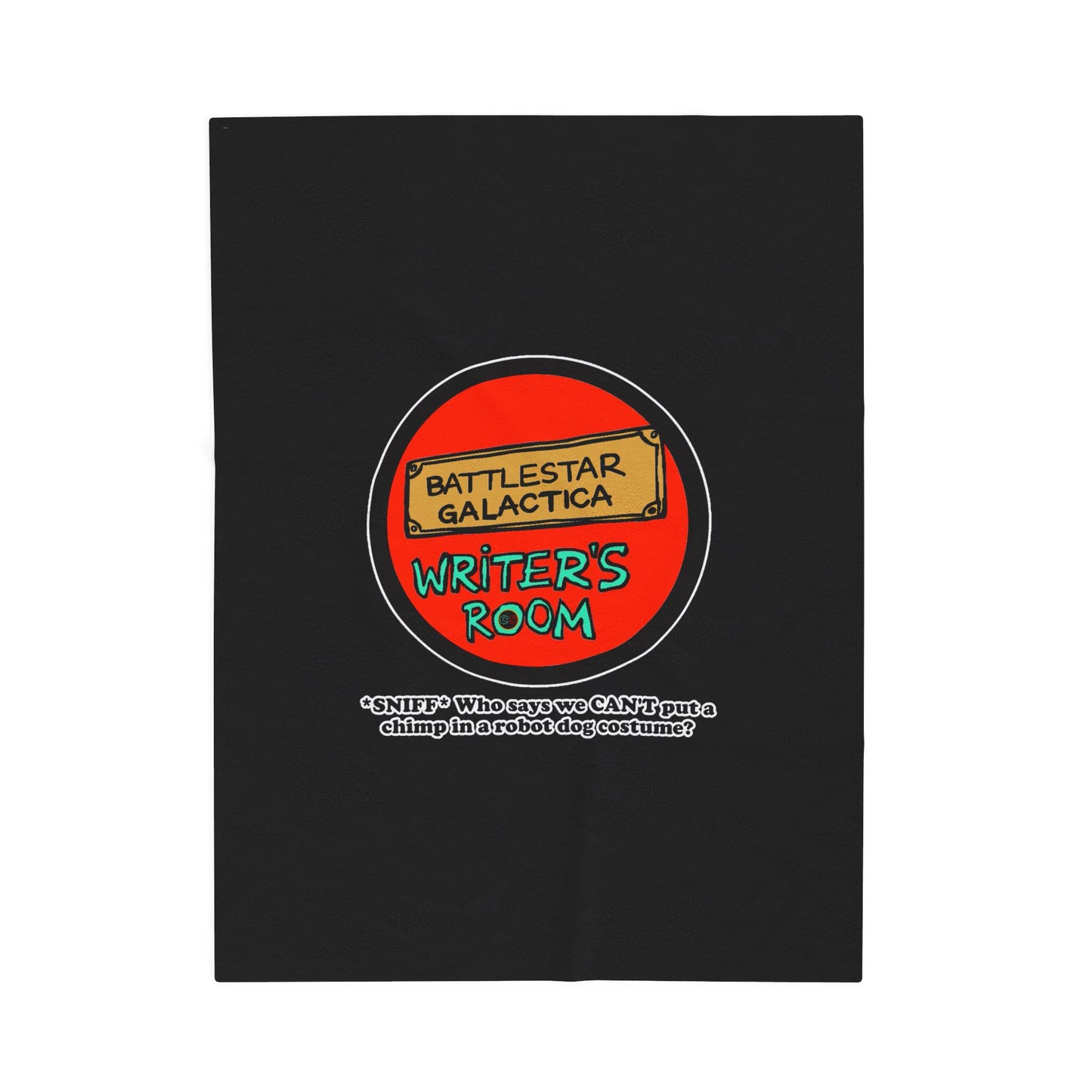 Writer's Room Snort Cinema Siblings Original Logo Velveteen Plush Blanket - BLACK - Battlestar Galactica - Starbuck versus Stardoe