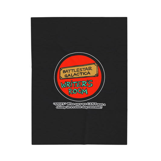 Writer's Room Snort Cinema Siblings Original Logo Velveteen Plush Blanket - BLACK - Battlestar Galactica - Starbuck versus Stardoe