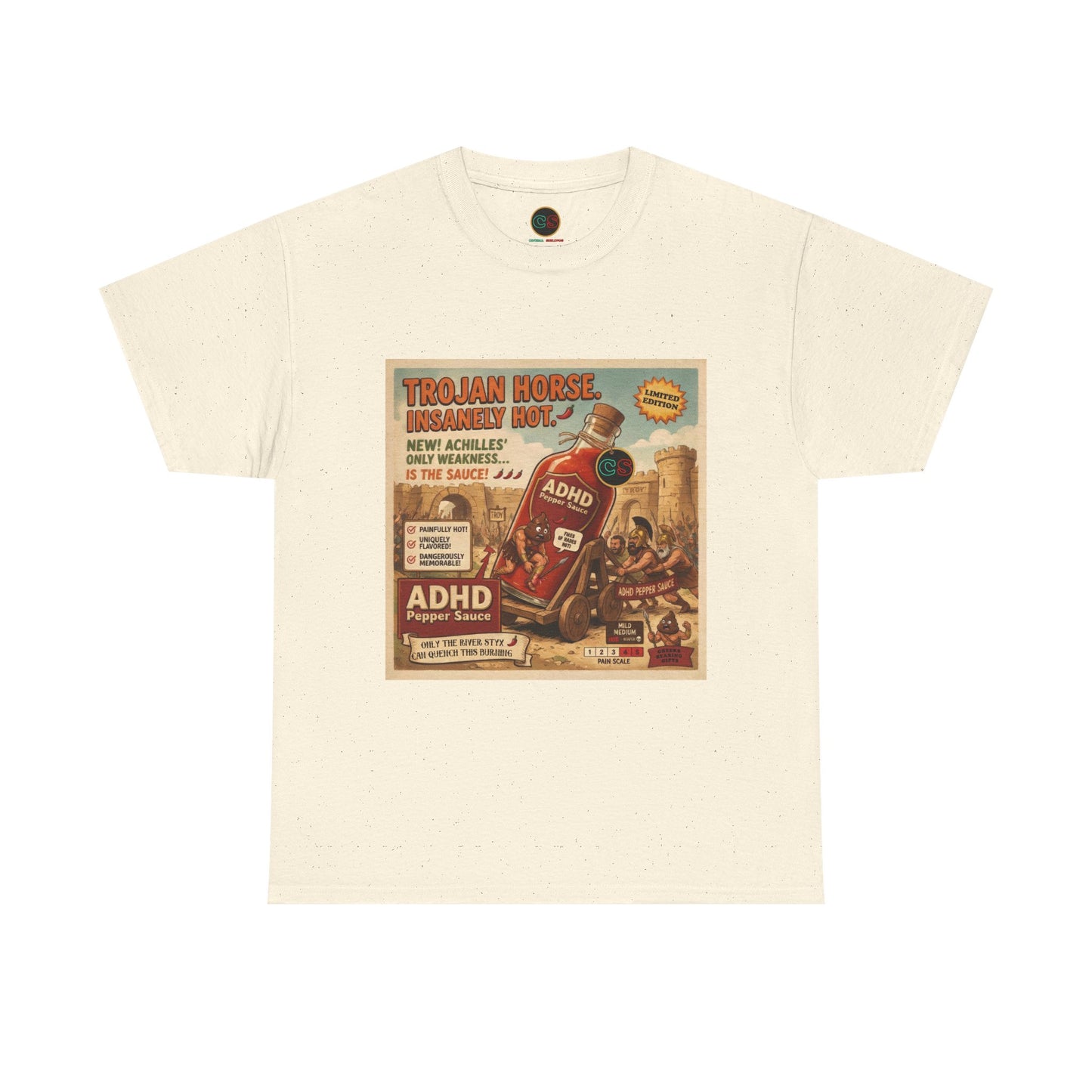ADHD Pepper Sauce - Heavy Cotton Tee - Cinema Siblings - Homer's Odysseus and Nolan's Odyssey Clash over the Modern Definition of PRIDE