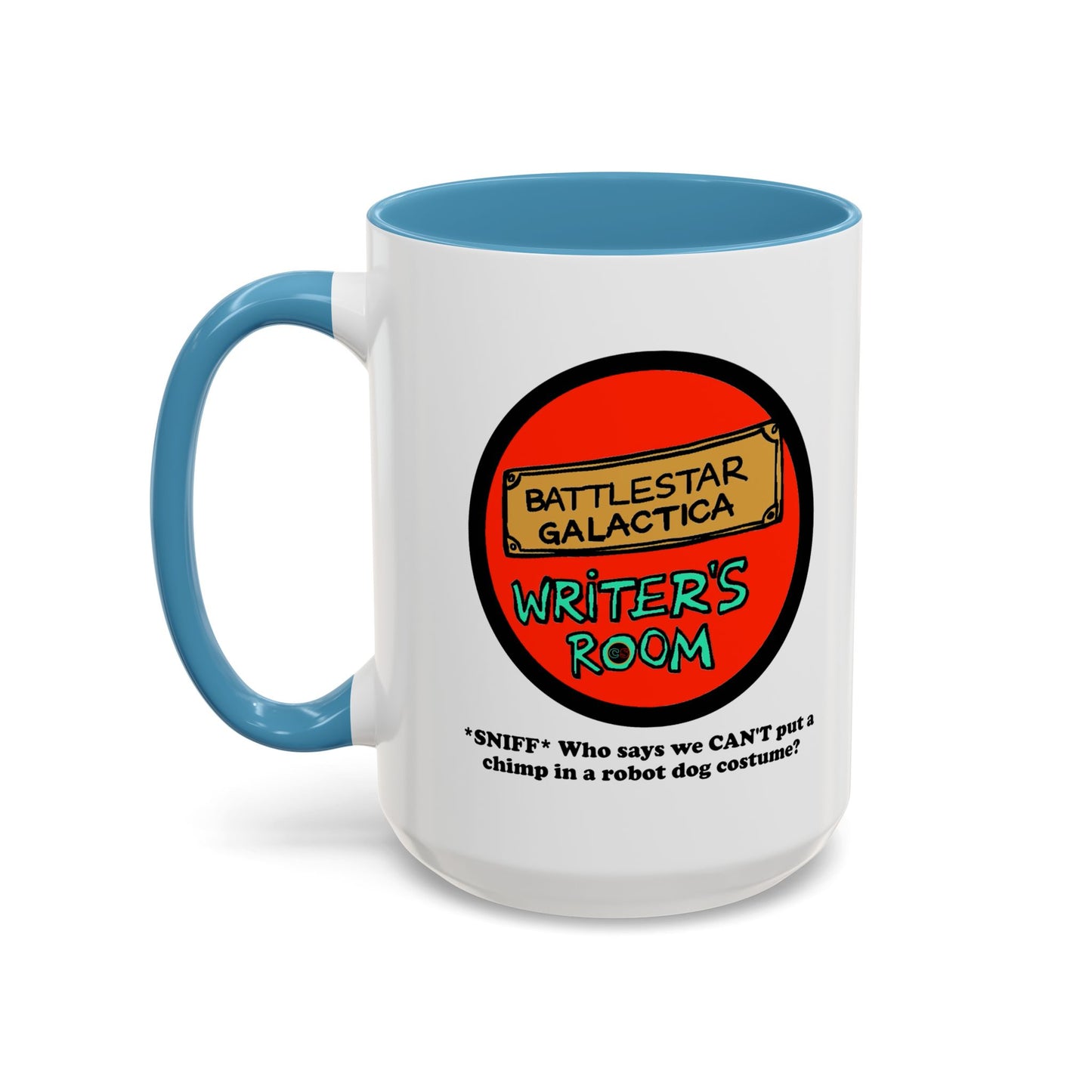 Writer's Room Snort Accent Coffee Mug Cinema Siblings Episode Battlestar Galactica - Starbuck versus Stardoe