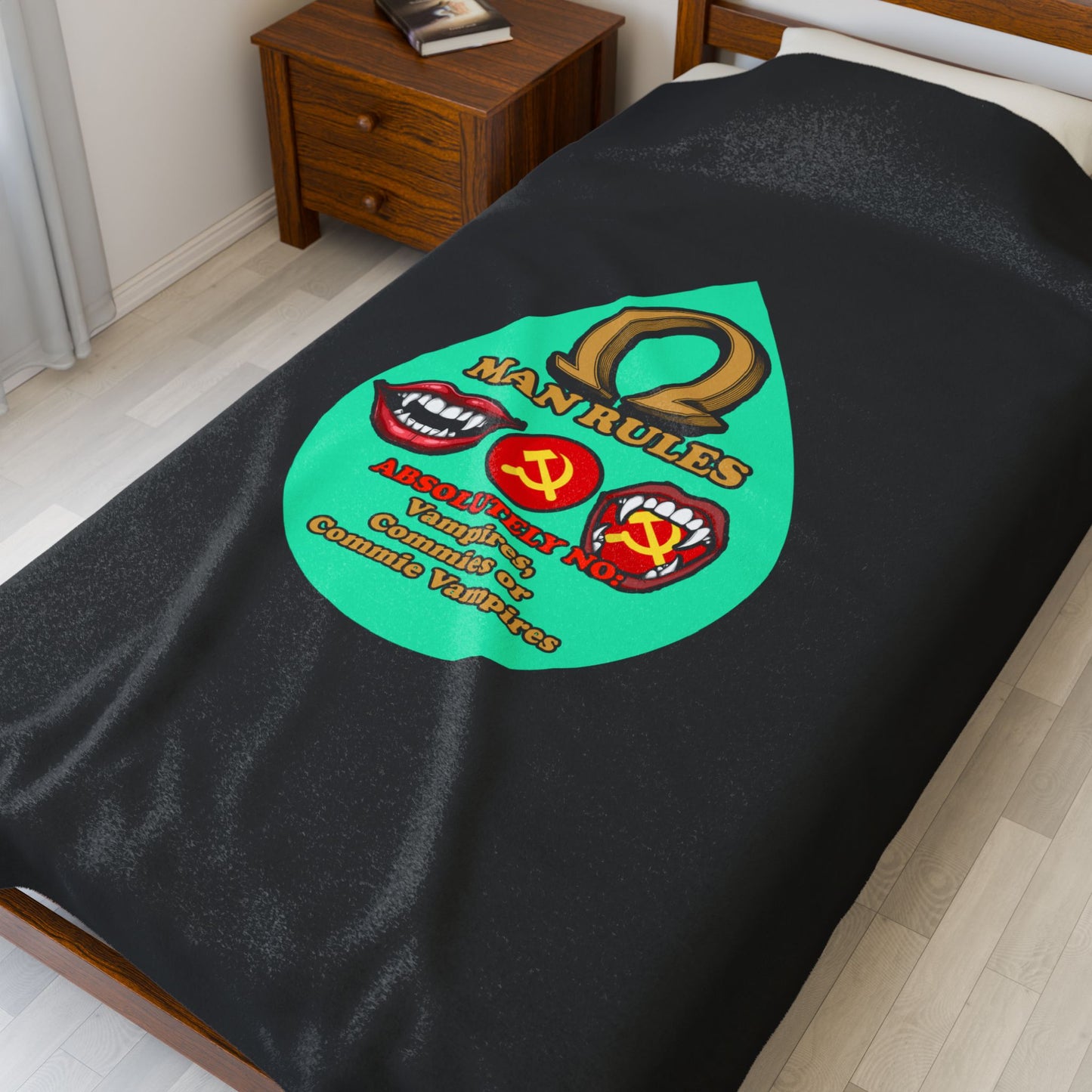 NO C*mmie Vamps Cinema Siblings Velveteen Plush Blanket - BLACK - I am Legend, Omega Man, Last Man on Earth