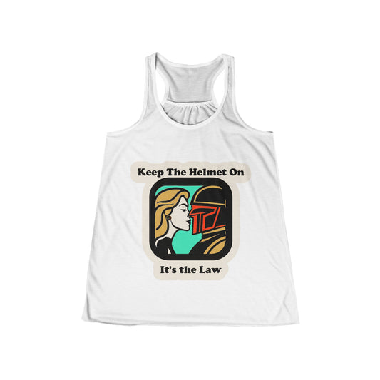 Keep the Helmet On Women's Flowy Racerback Tank Cinema Siblings Dredd The Perfect Reboot