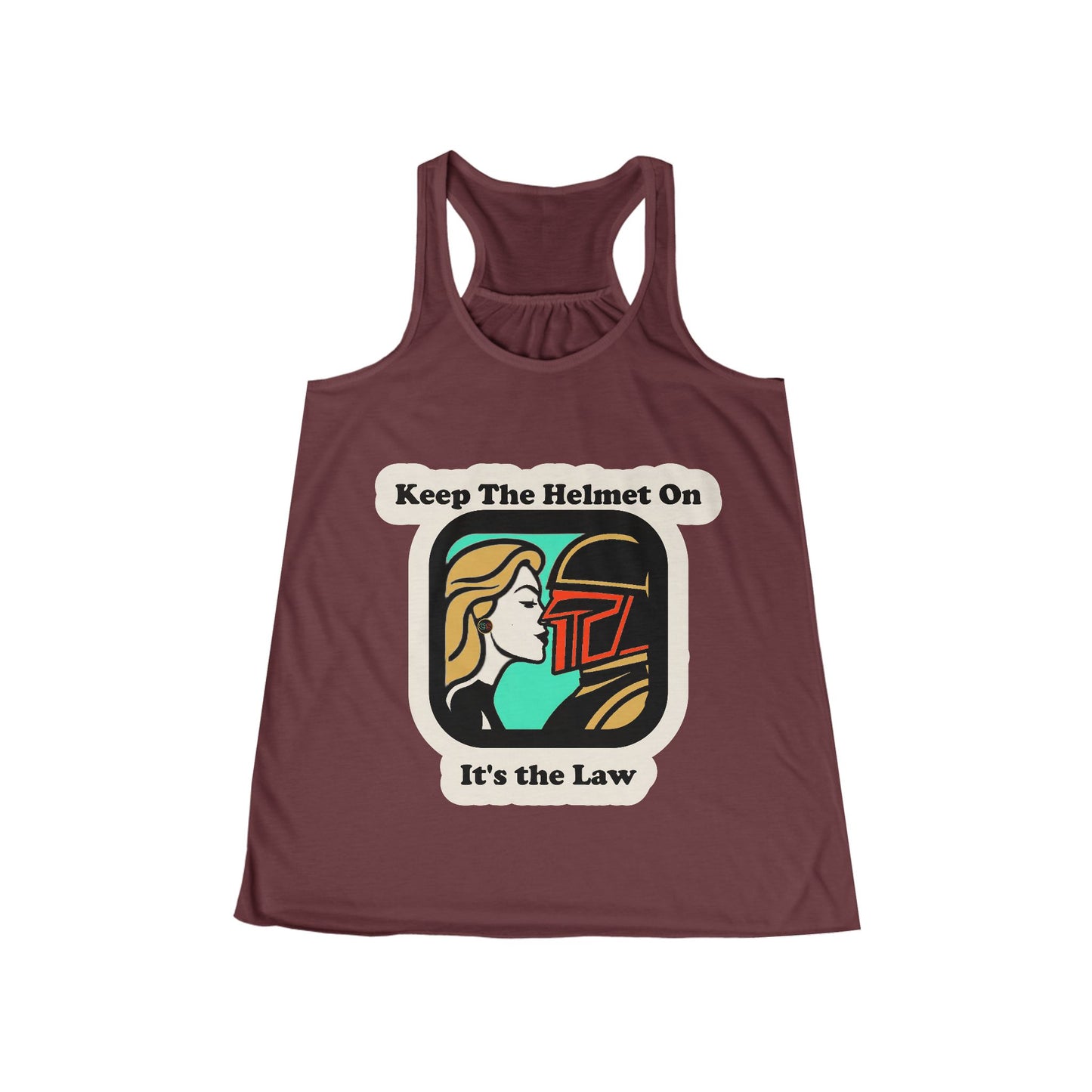 Keep the Helmet On Women's Flowy Racerback Tank Cinema Siblings Dredd The Perfect Reboot