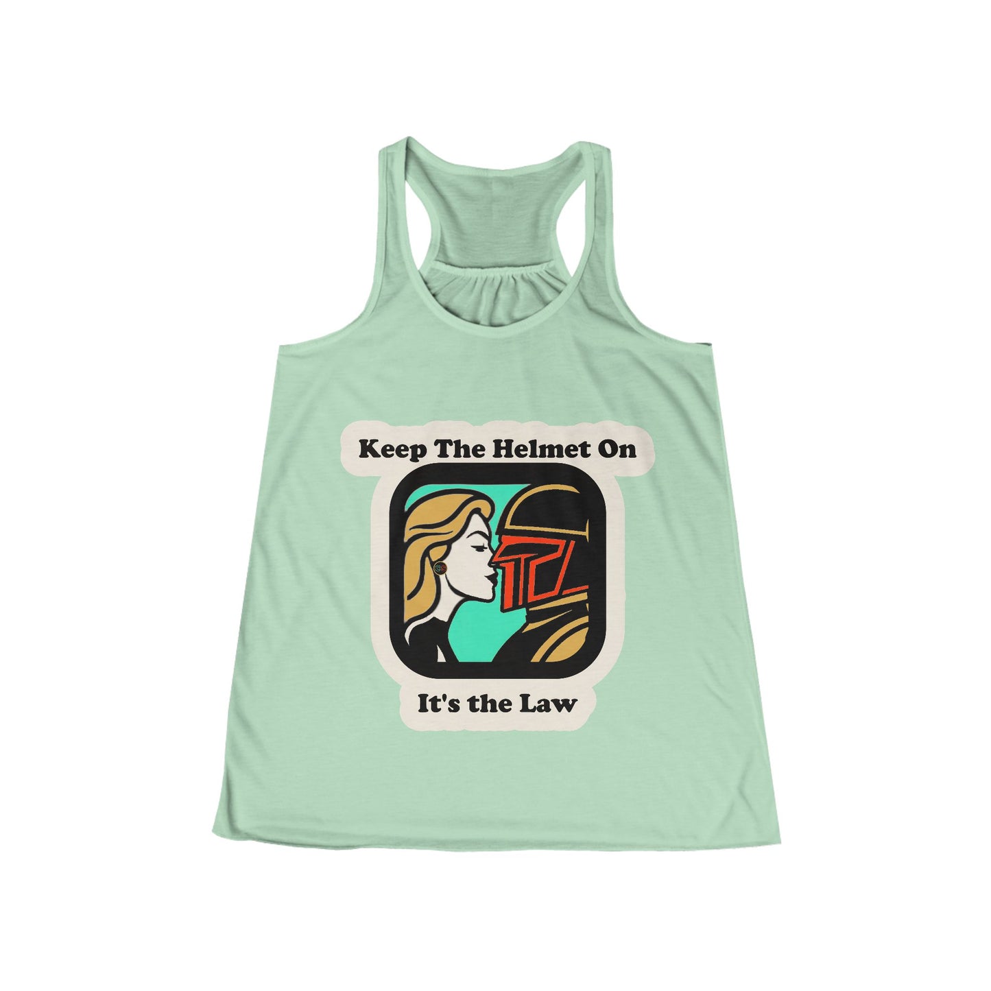 Keep the Helmet On Women's Flowy Racerback Tank Cinema Siblings Dredd The Perfect Reboot
