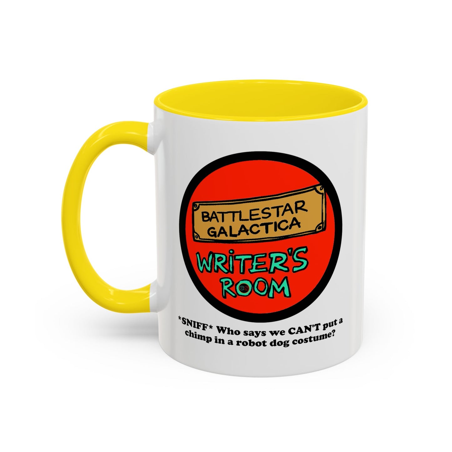 Writer's Room Snort Accent Coffee Mug Cinema Siblings Episode Battlestar Galactica - Starbuck versus Stardoe