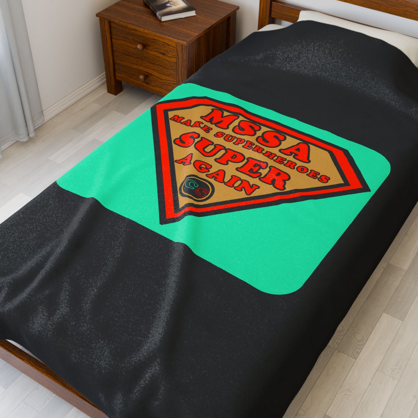 MSSA - Make Superheroes Super Again Cinema Siblings Velveteen Plush Blanket - BLACK SUPERMAN: Donner, Snyder & Gunn - The Purpose of Power