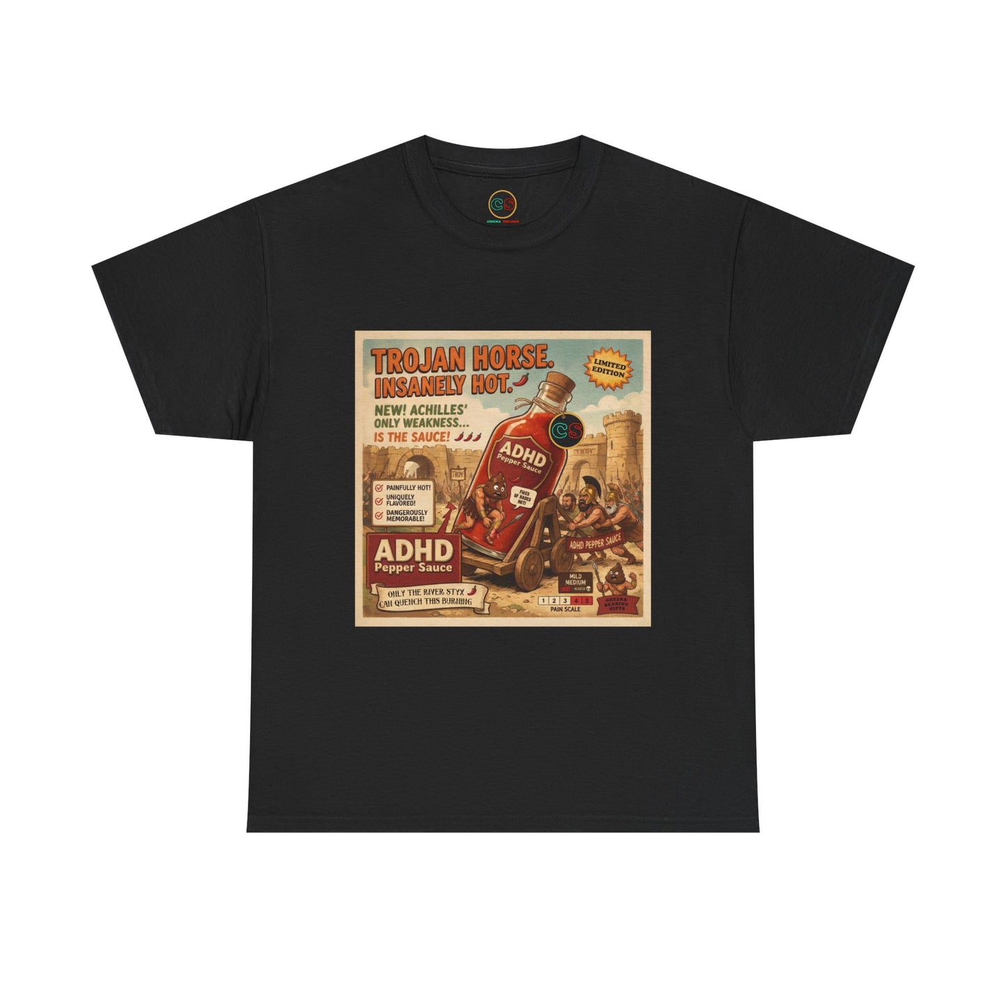 ADHD Pepper Sauce - Heavy Cotton Tee - Cinema Siblings - Homer's Odysseus and Nolan's Odyssey Clash over the Modern Definition of PRIDE