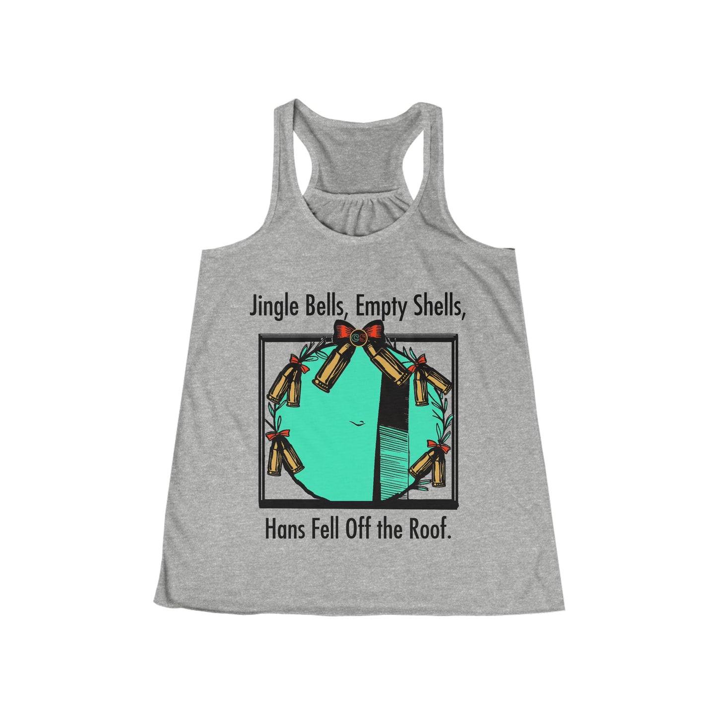 Jingle Shells  Women's Flowy Racerback Tank Cinema Siblings Episode Die Hard - Is Holly the Bad Guy?