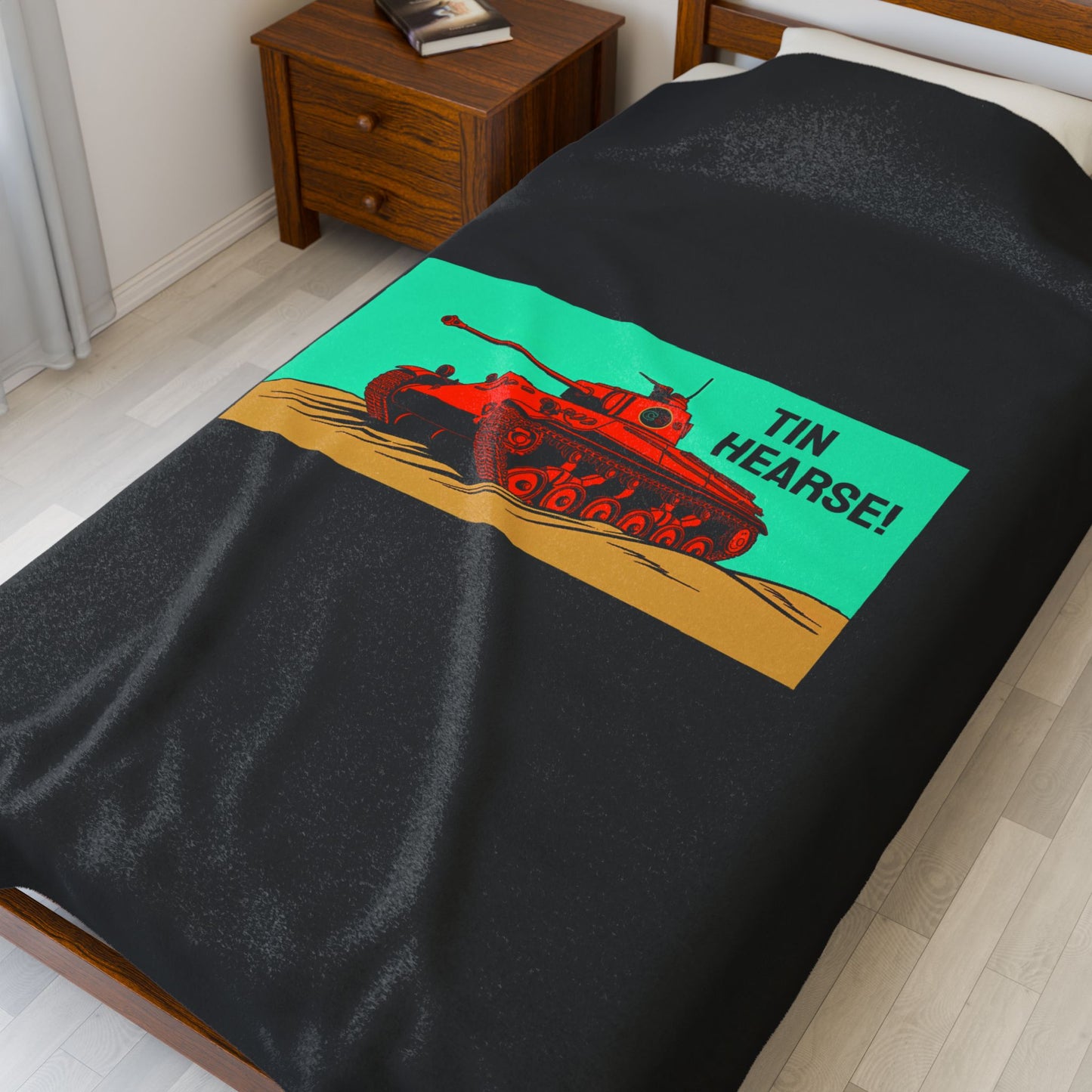 Tin Hearse! Cinema Siblings Velveteen Plush Blanket - BLACK - Sahara (1942) - Moses or Aragon