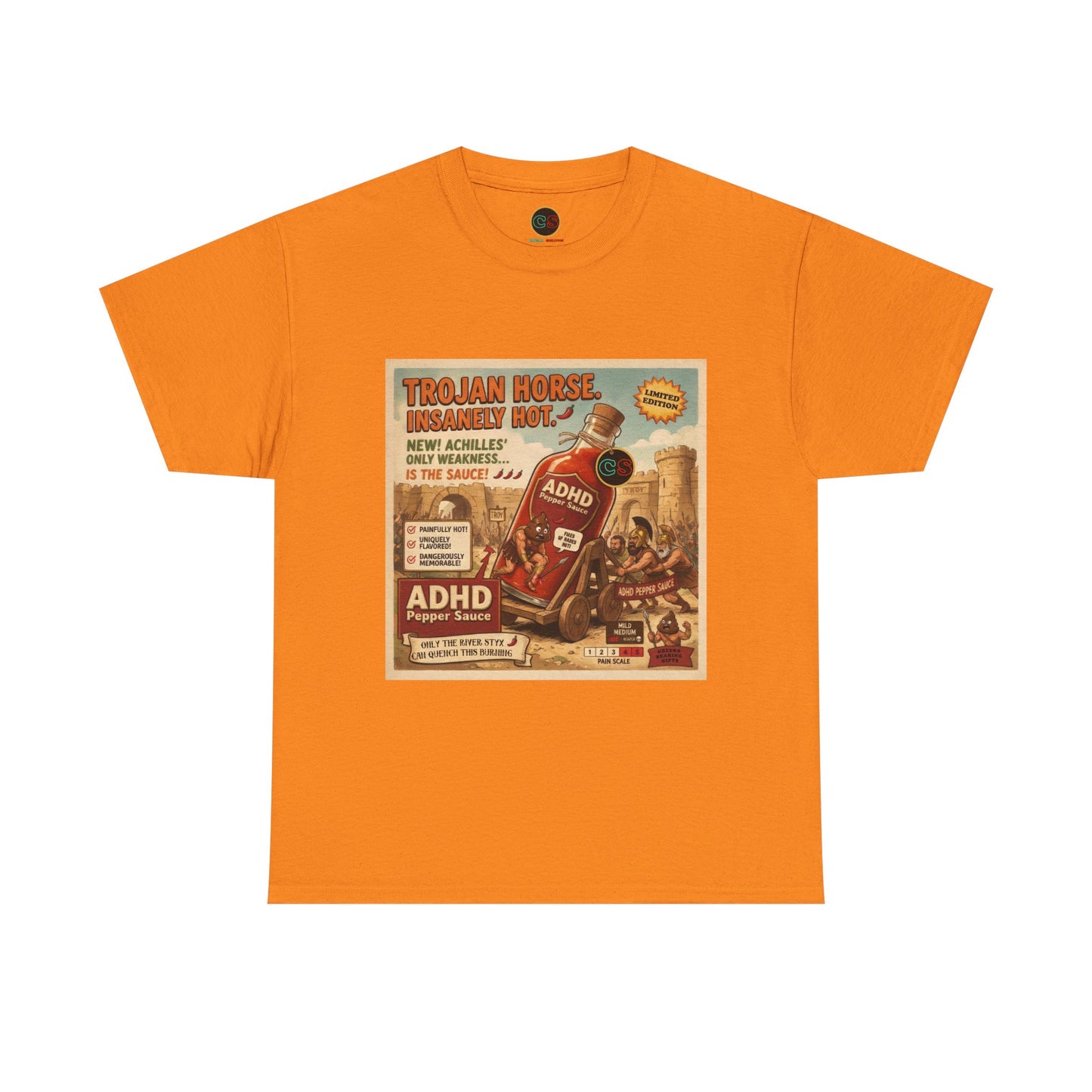 ADHD Pepper Sauce - Heavy Cotton Tee - Cinema Siblings - Homer's Odysseus and Nolan's Odyssey Clash over the Modern Definition of PRIDE
