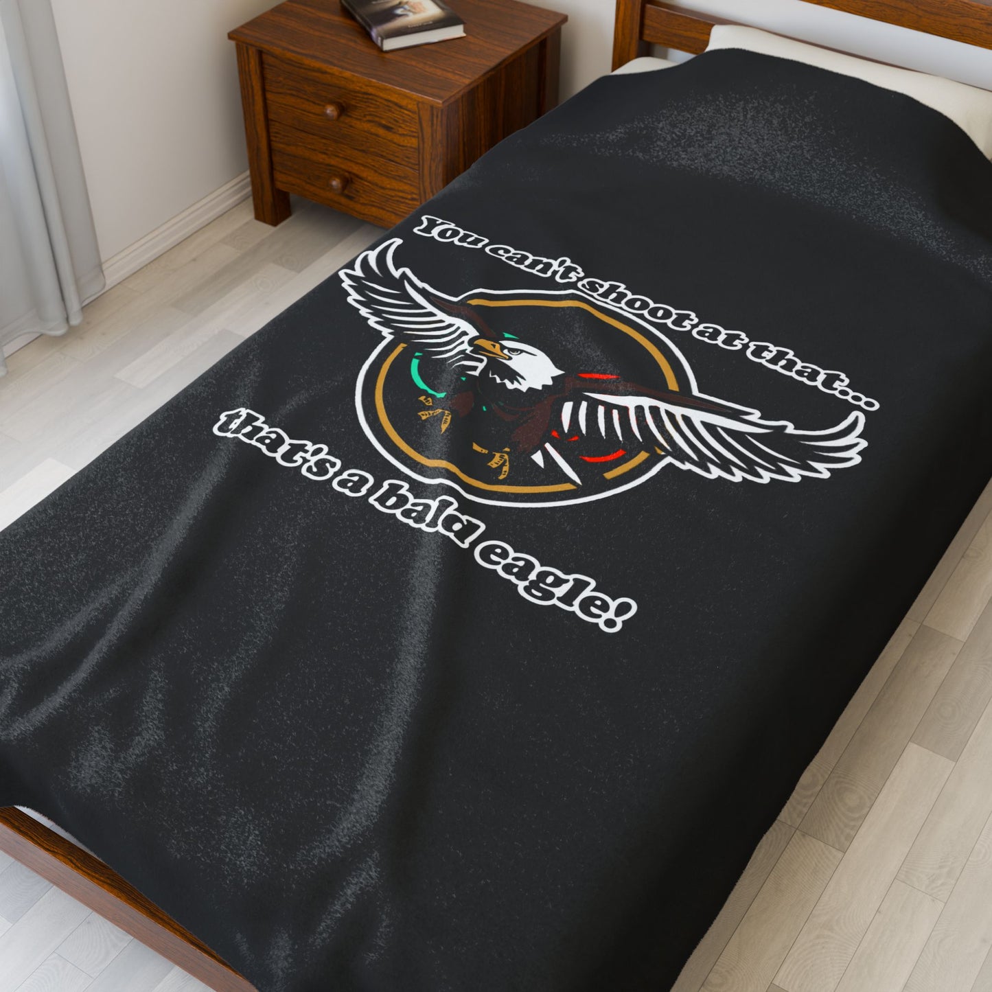 That's a Bald Eagle! Cinema Siblings Velveteen Plush Blanket - BLACK - Peacemaker - Demeaning the Hero