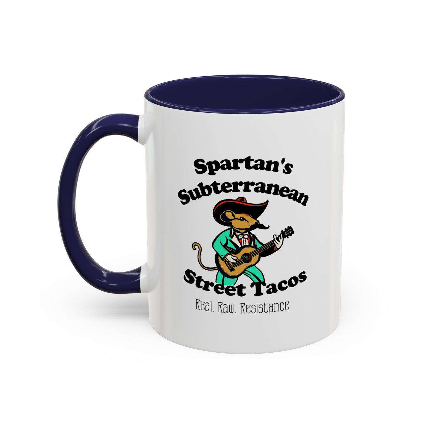 Spartan's Subterranean Tacos Accent Coffee Mug (11, 15oz) Cinema Siblings Demolition Man Practically Prophesy