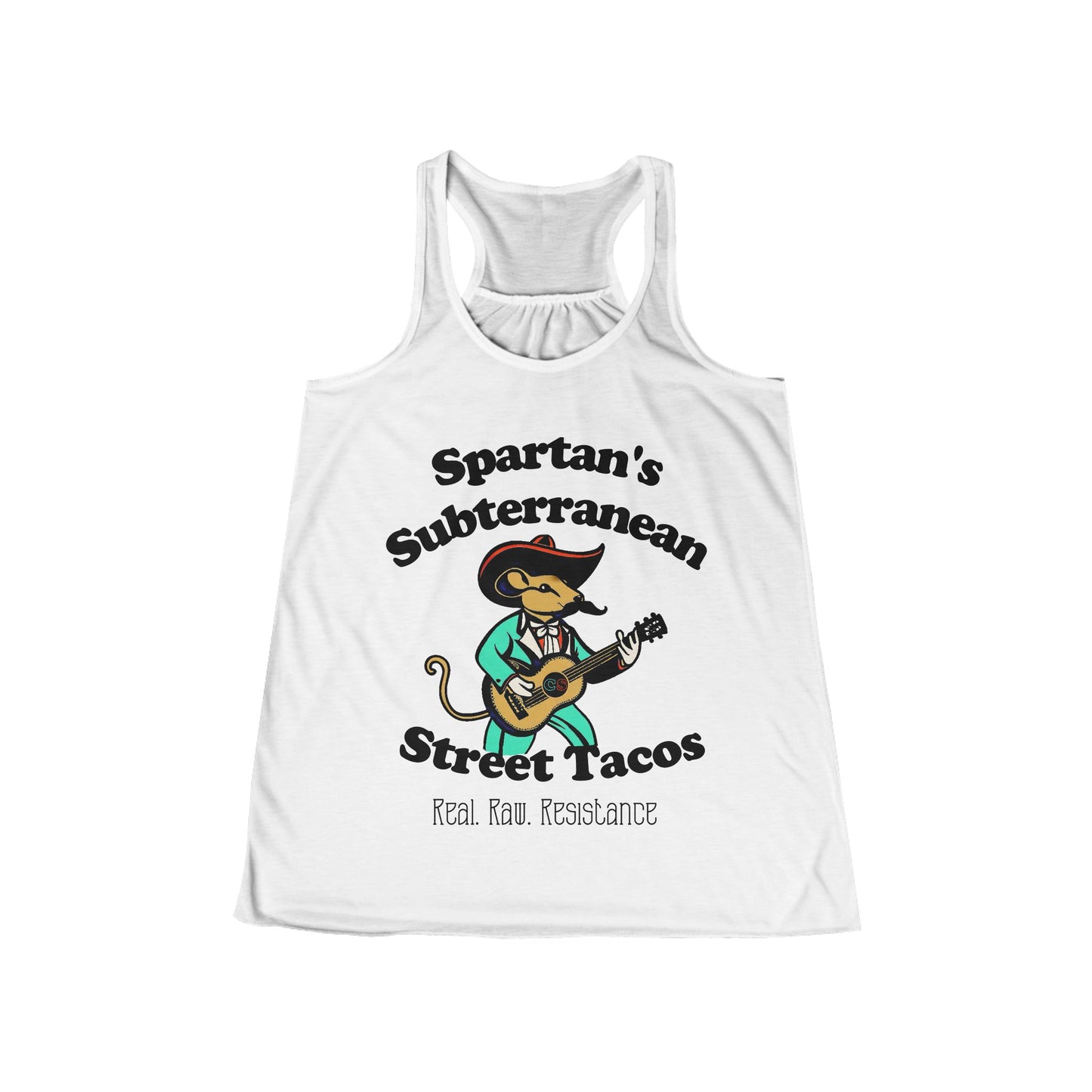 Spartan's Subterranean Tacos Women's Flowy Racerback Tank Cinema Siblings Demolition Man Practically Prophesy