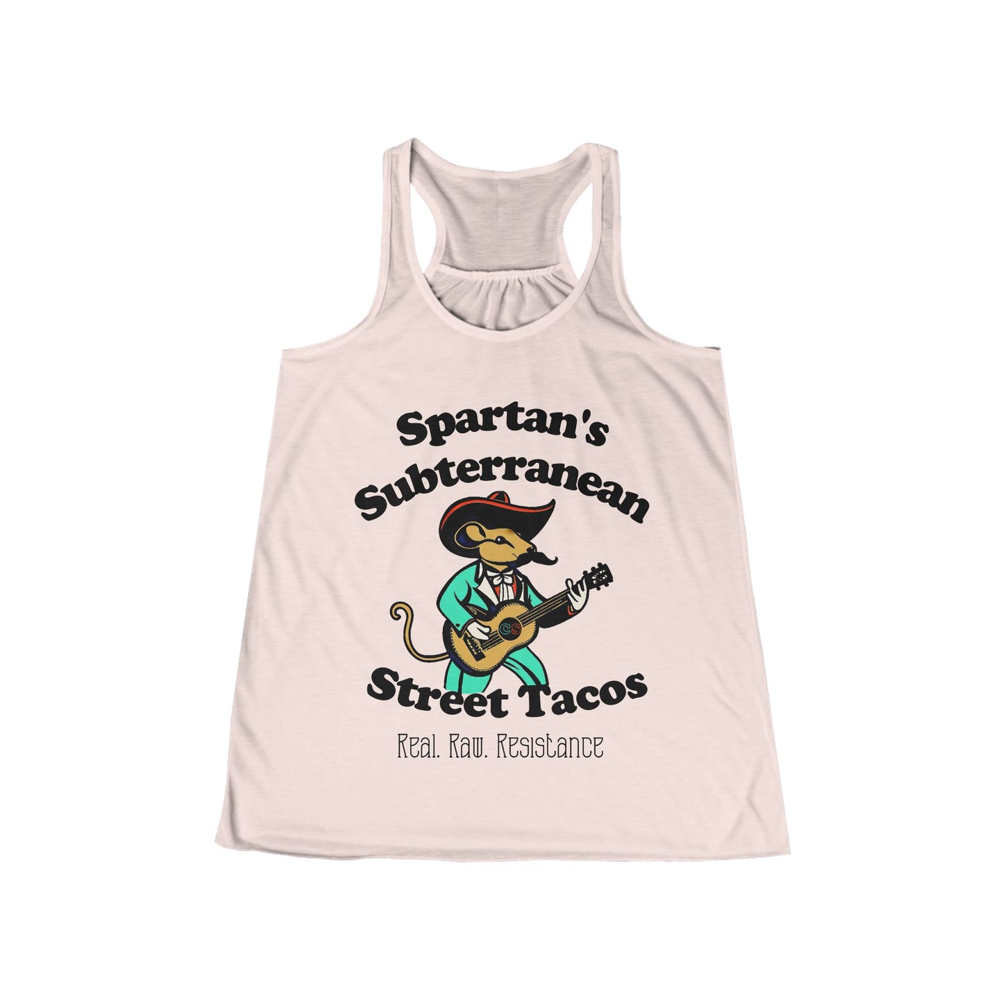 Spartan's Subterranean Tacos Women's Flowy Racerback Tank Cinema Siblings Demolition Man Practically Prophesy