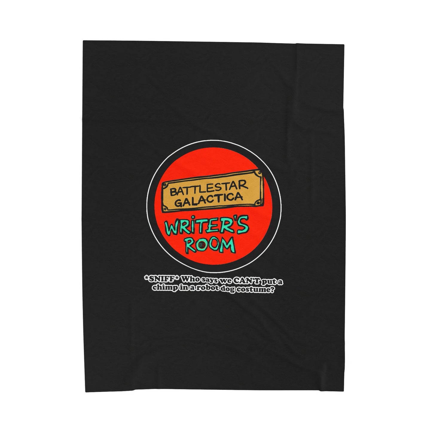 Writer's Room Snort Cinema Siblings Original Logo Velveteen Plush Blanket - BLACK - Battlestar Galactica - Starbuck versus Stardoe