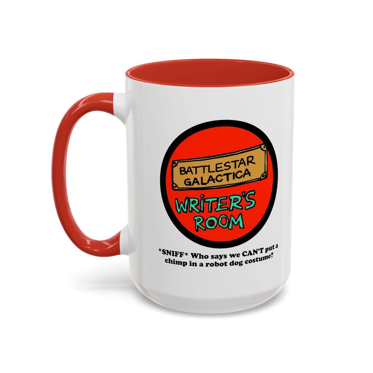 Writer's Room Snort Accent Coffee Mug Cinema Siblings Episode Battlestar Galactica - Starbuck versus Stardoe