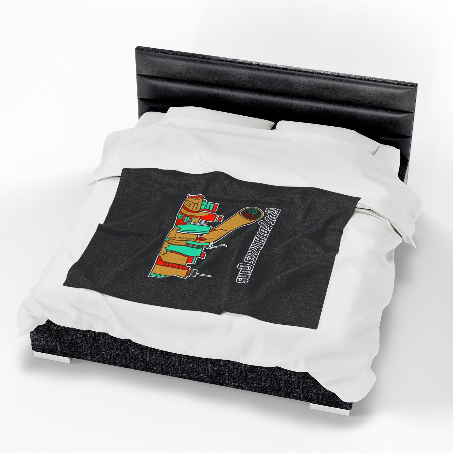 Give Gothamites Guns Cinema Siblings Original Logo Velveteen Plush Blanket - BLACK - Episode Joker 2 - Martyring The Accidental Hero